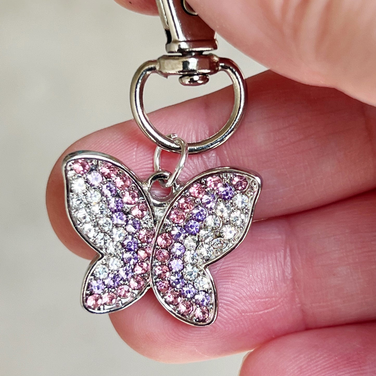 Purple & Pink Butterfly Purse Charm: Elegant & Whimsical Accessory