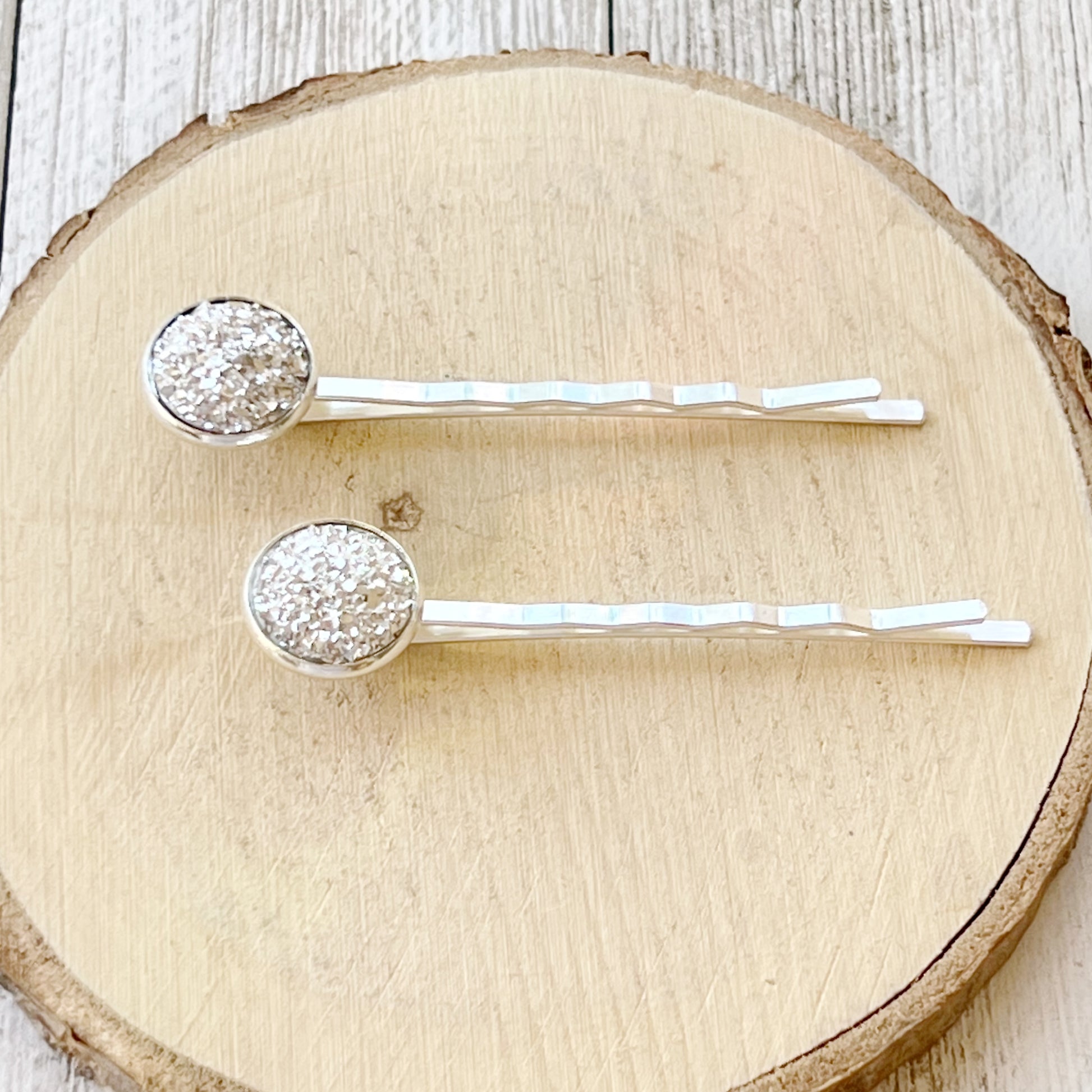 Silver Druzy Hair Pins: Sparkling Accents for Stylish Hairstyles