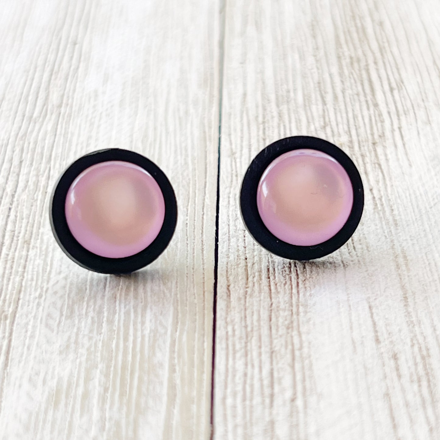 Purple Resin Black Wood Unisex Stud Earrings - Unique & Stylish Accessories