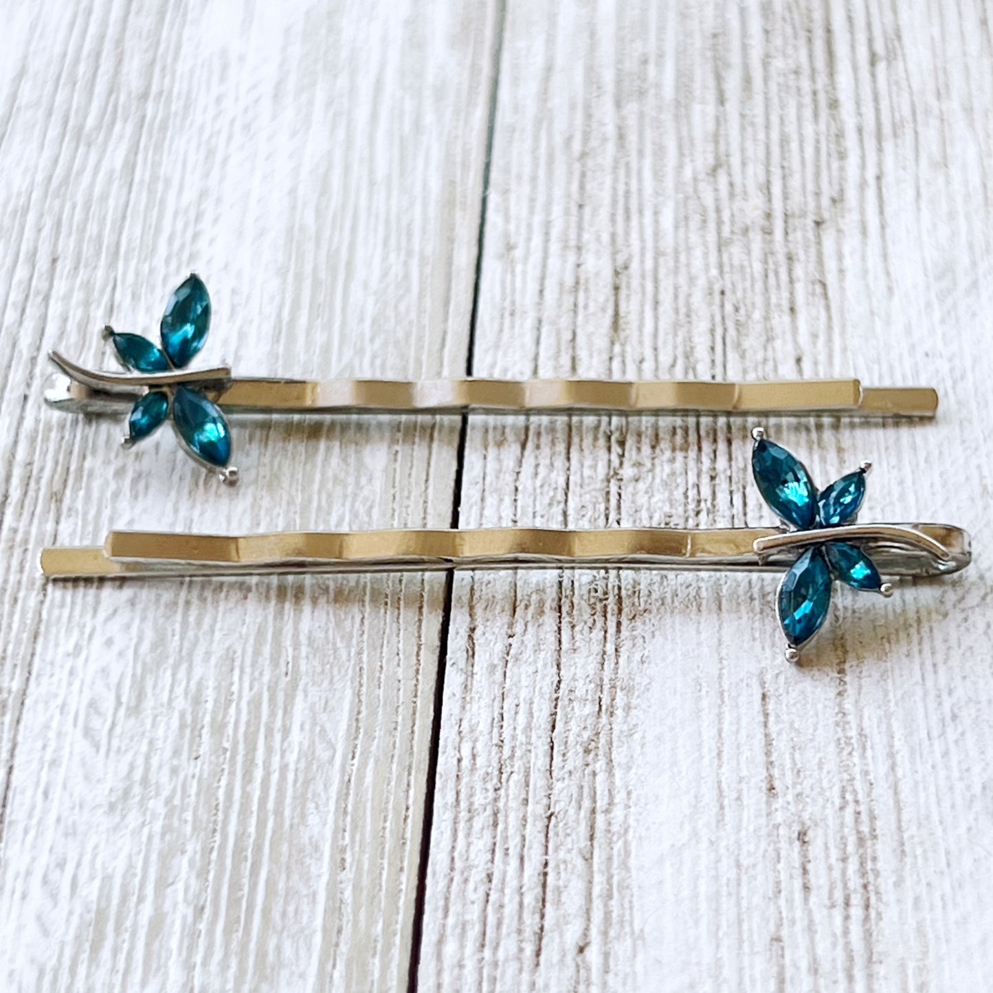 Blue Dragonfly Hair Pin - Stylish Women's Hair Accessories | Silver Bobby Pins with Rhinestones