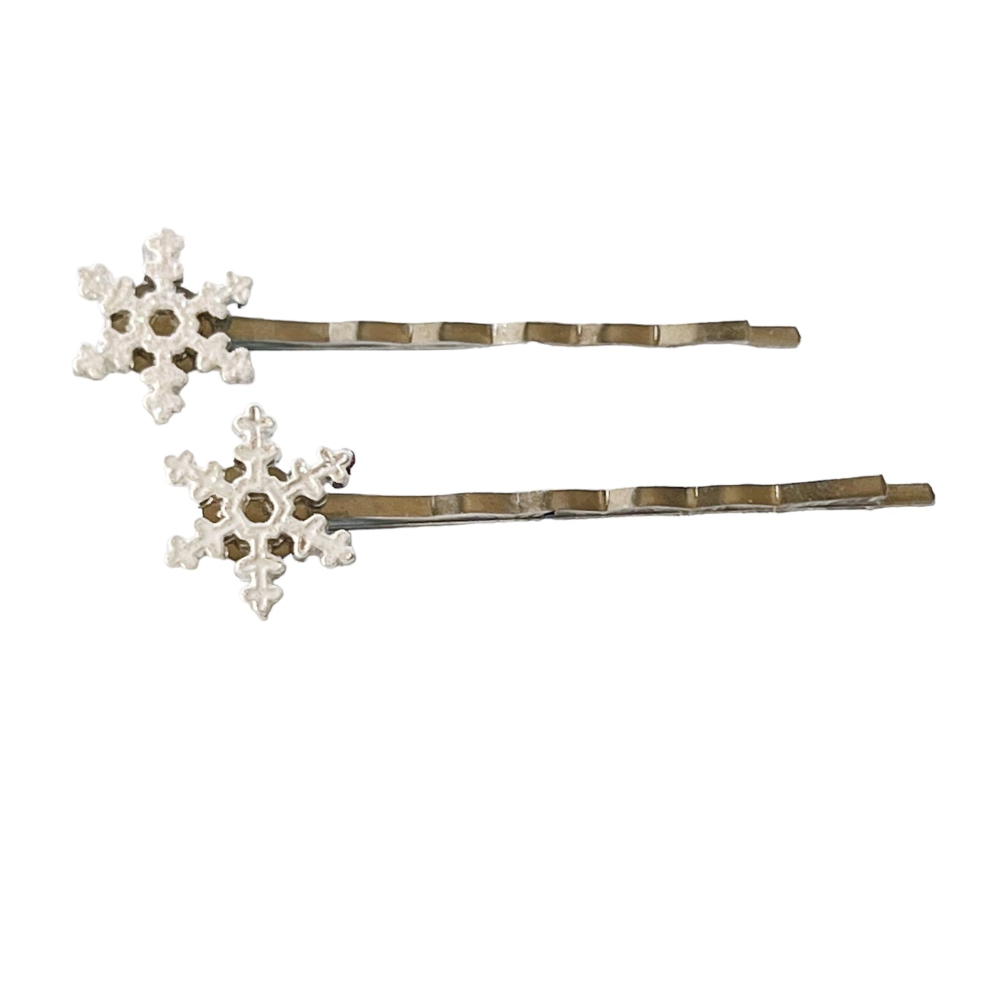 White Glitter Silver Snowflake Hair Pin