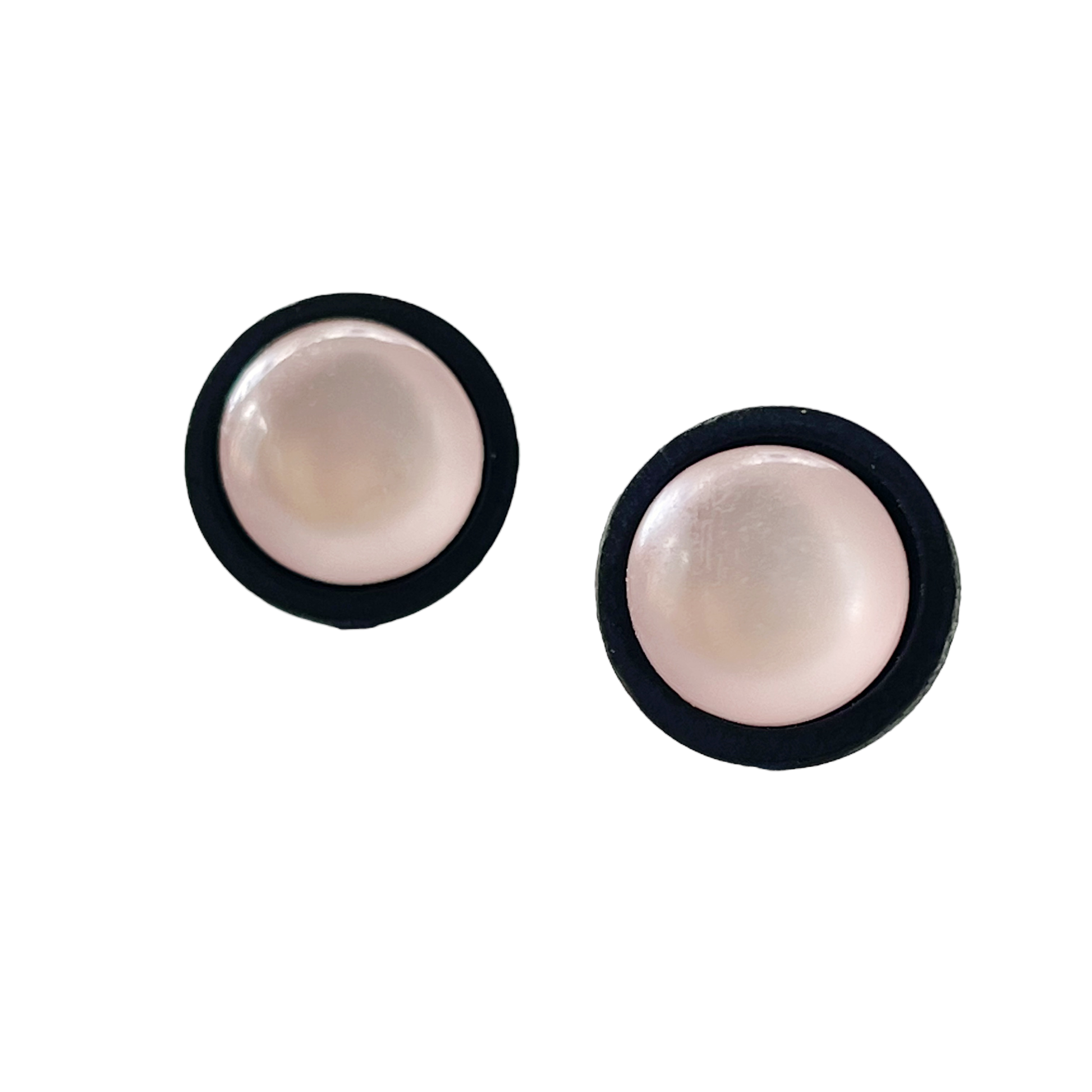 Pink Resin Black Wood Unisex Stud Earrings - Unique & Stylish Accessories