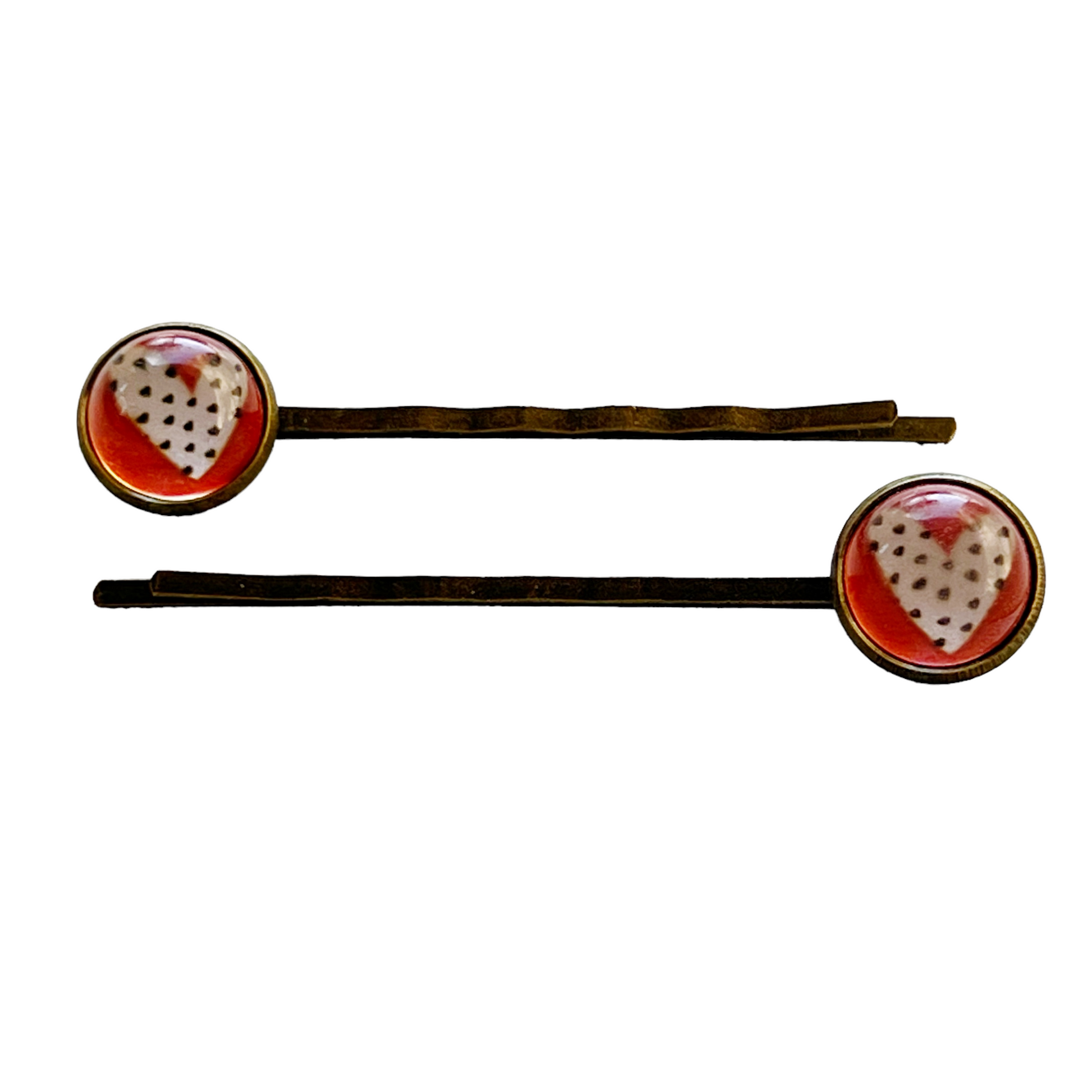 Red and White Heart Black Polka Dot Hair Pins