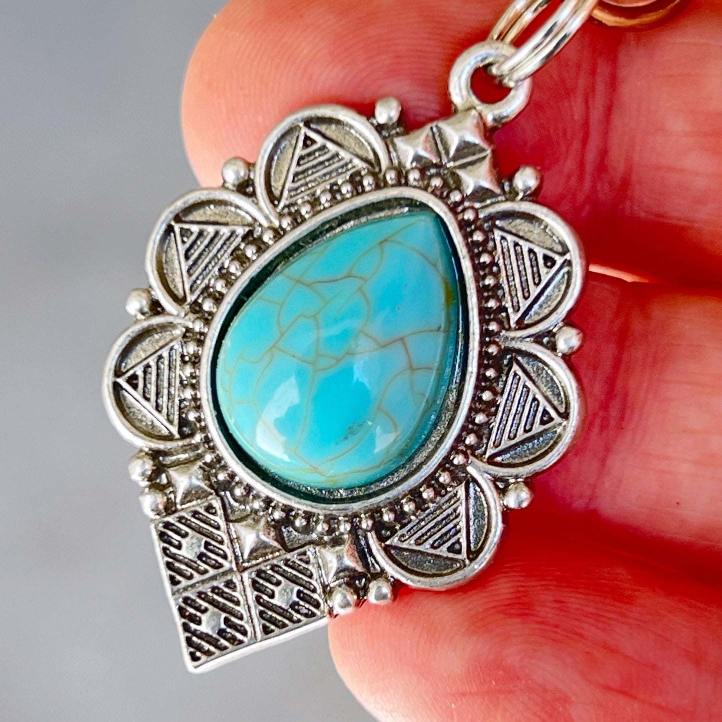 Turquoise Western Zipper Pull Handbag Charm