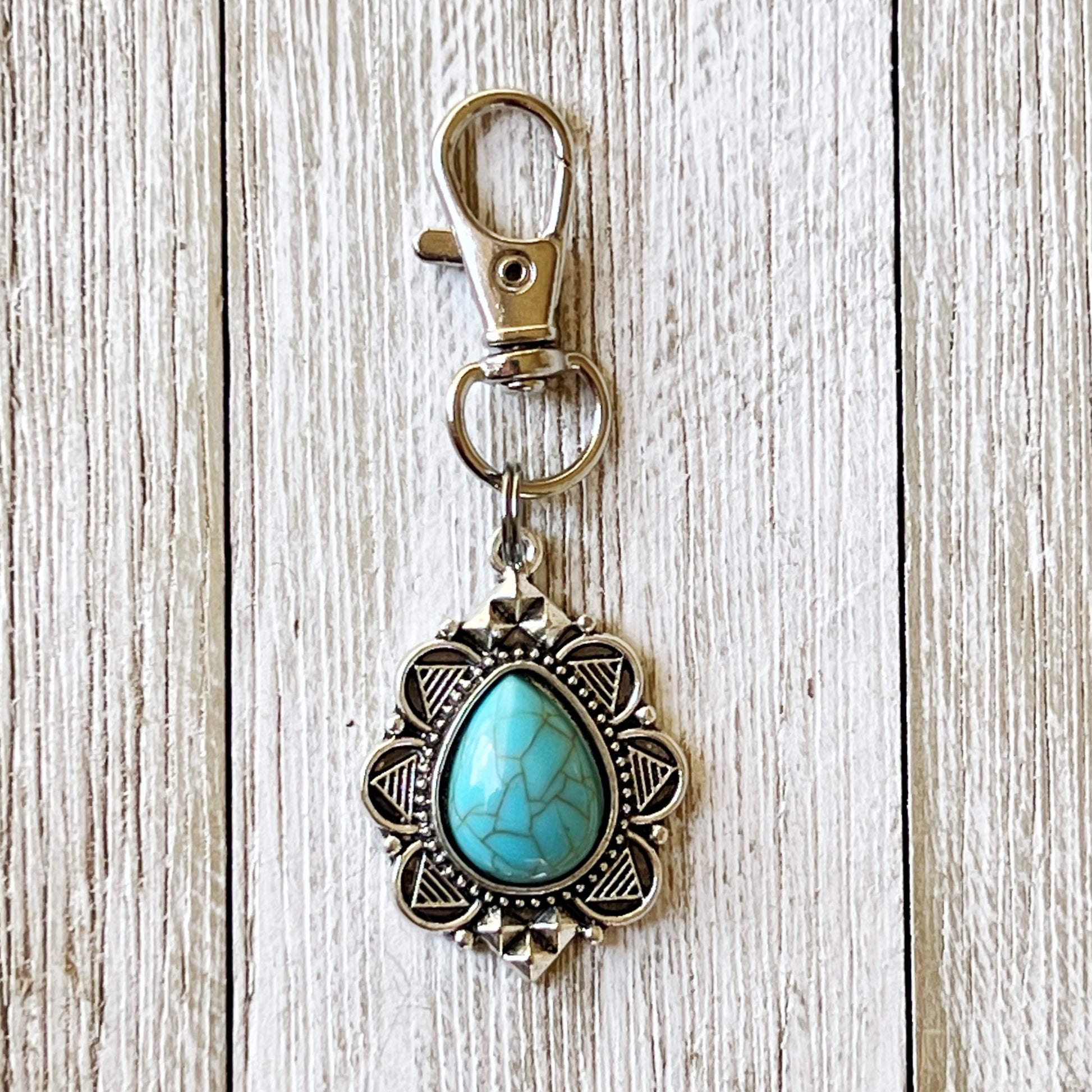 Western Turquoise Zipper Pull Handbag Charm