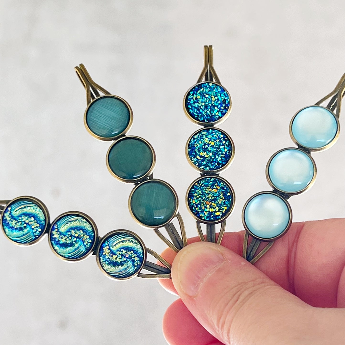 Blue Druzy Hair Pins Set of 4 - Chic Women's Hair Accessories | Hair Clips & Bobby Pins for Stylish Looks