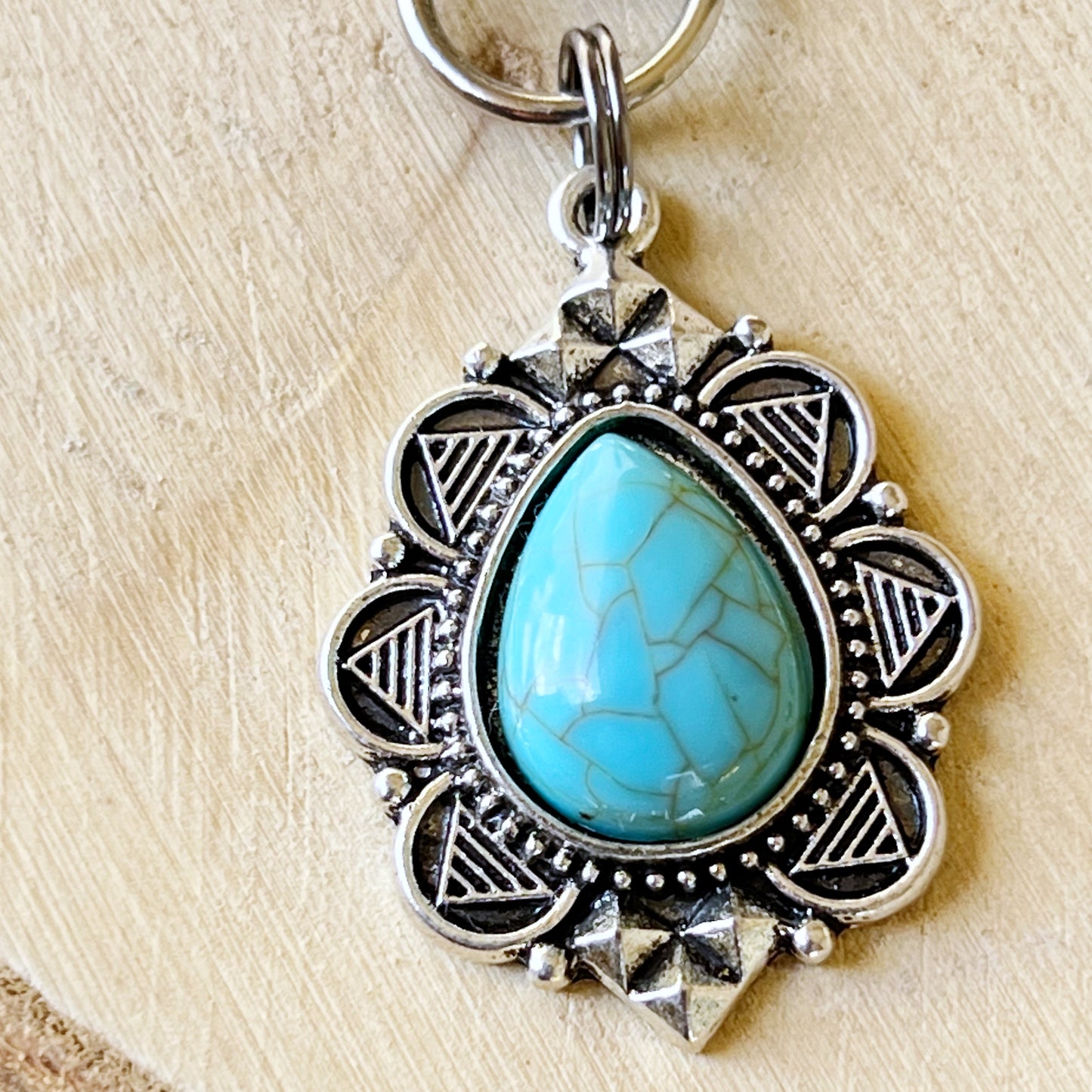 Western Turquoise Zipper Pull Handbag Charm