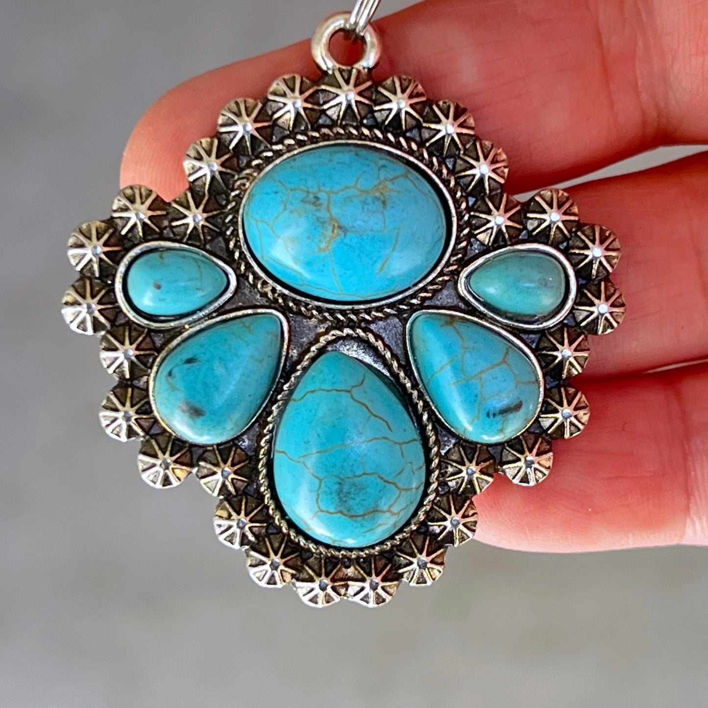 Turquoise Western Zipper Pull Handbag Charm