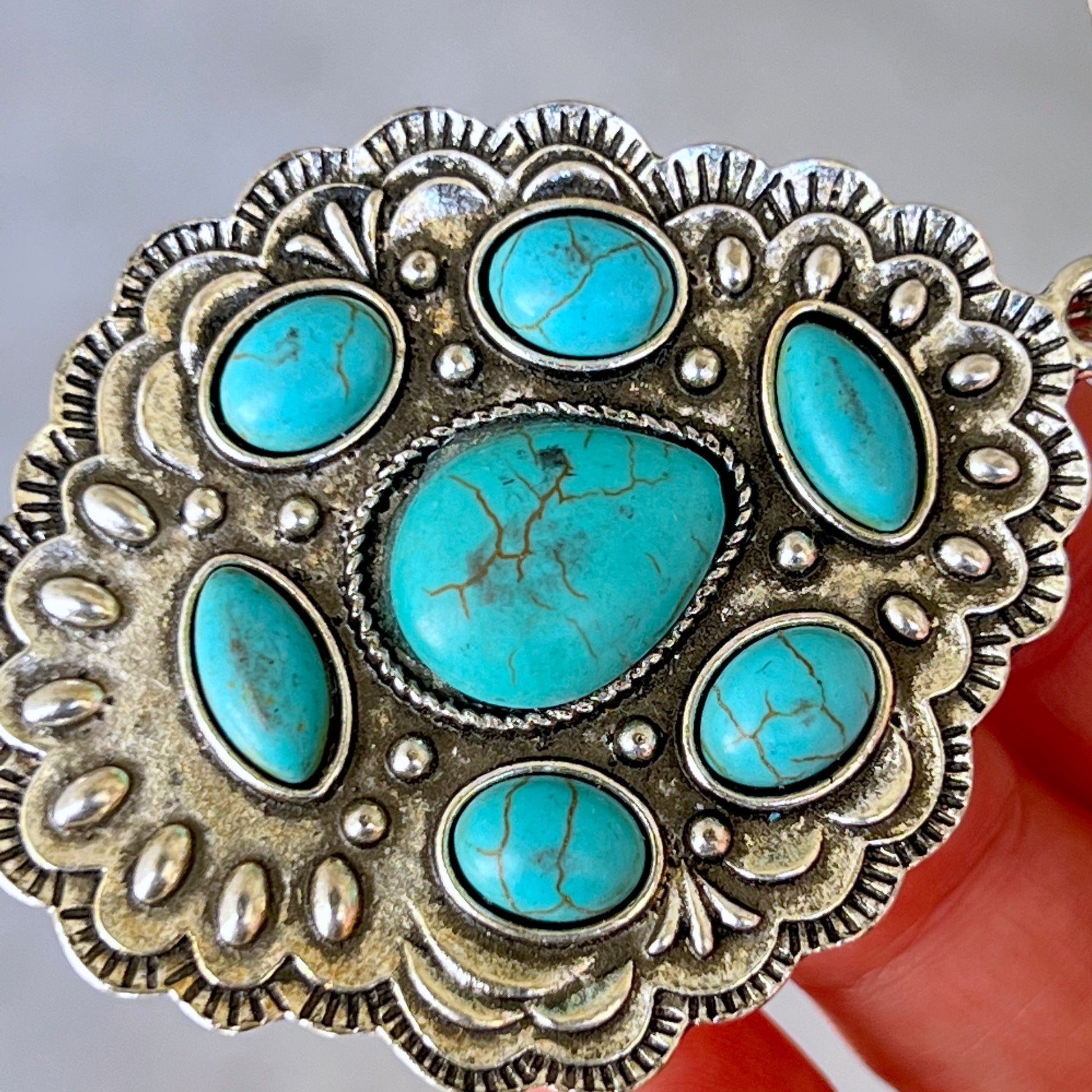 Turquoise Western Zipper Pull Handbag Charm