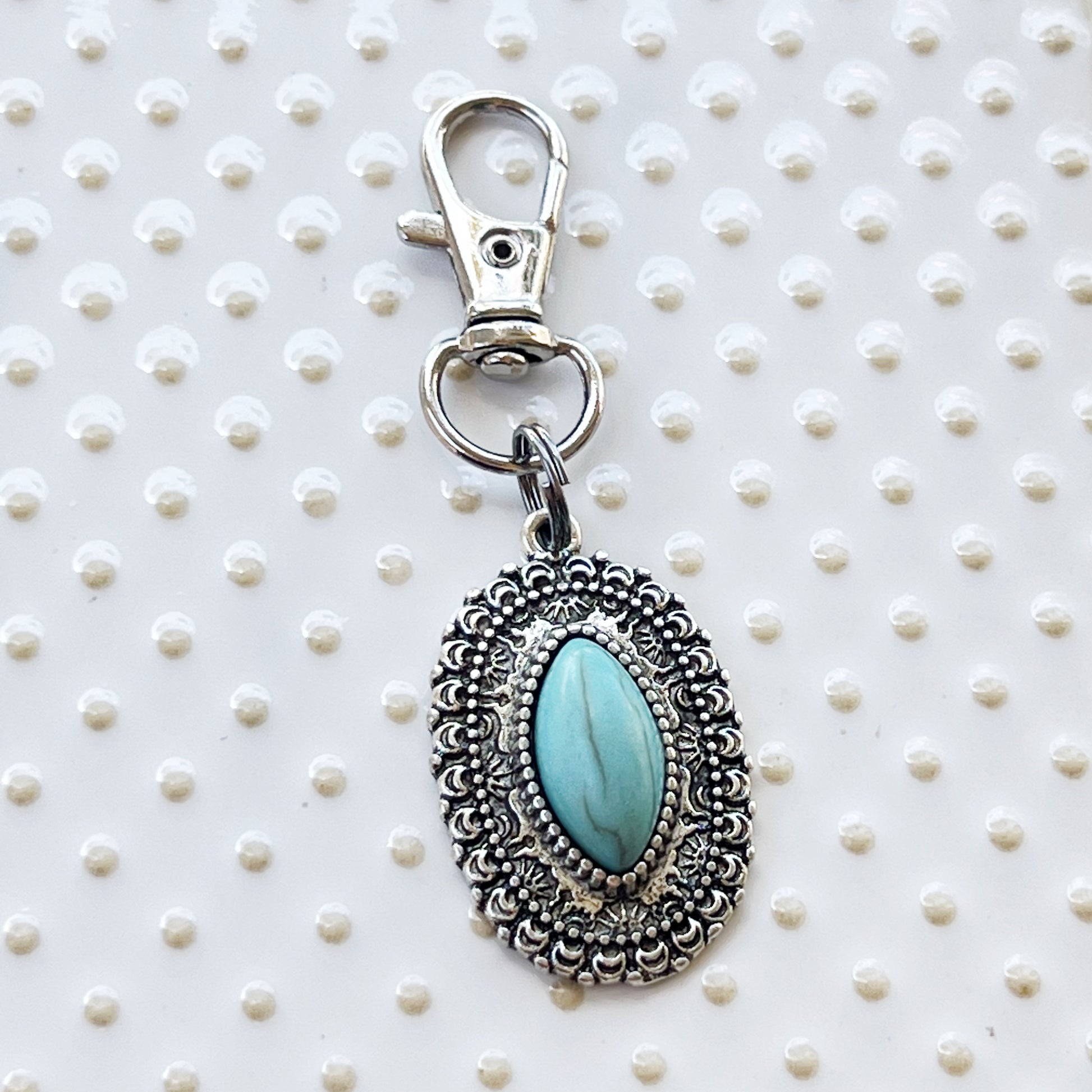 Turquoise Western Zipper Pull Handbag Charm