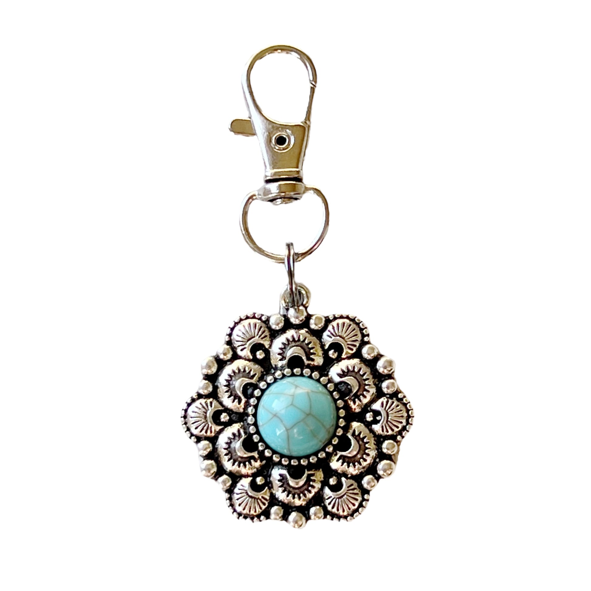 Western Turquoise Zipper Pull Handbag Charm