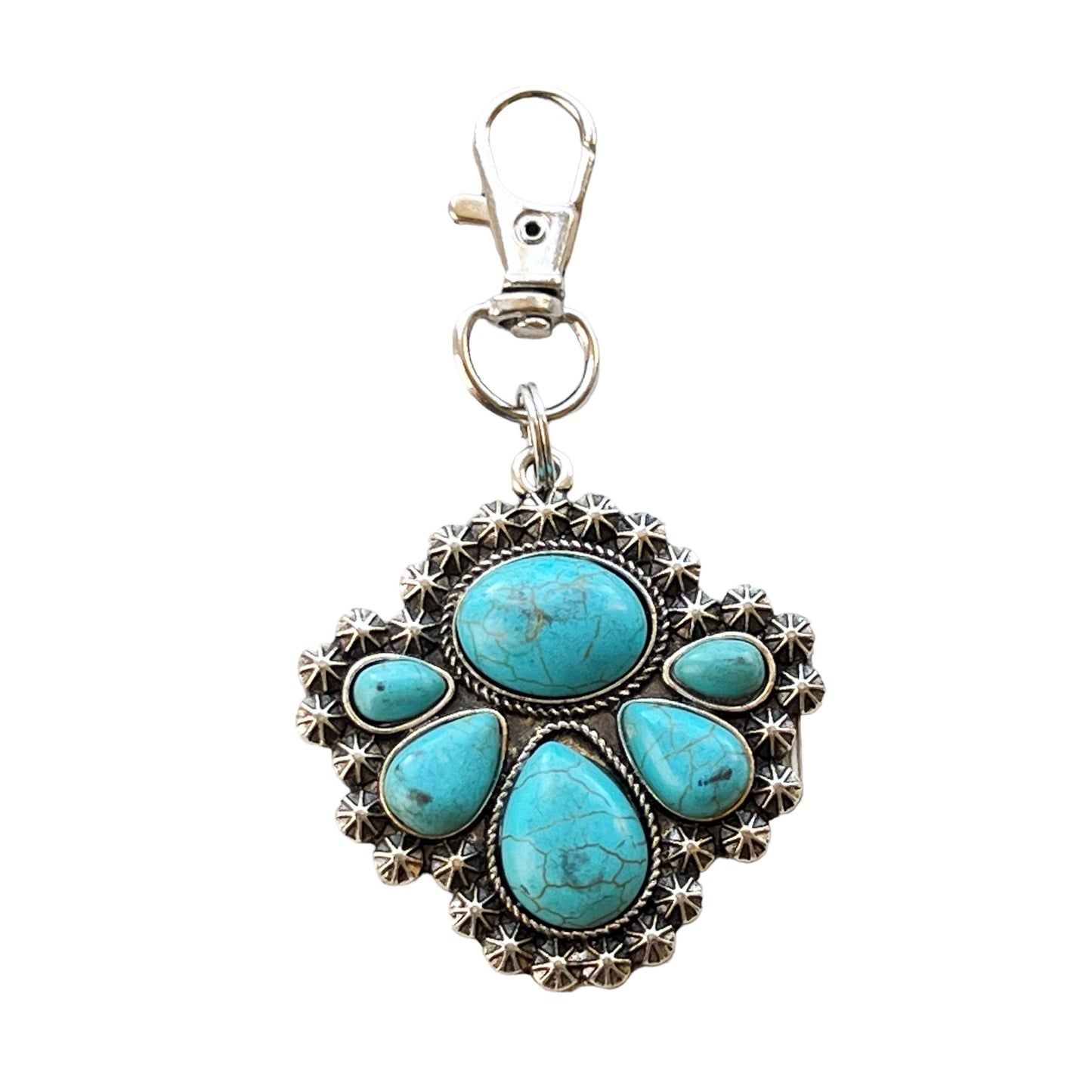 Turquoise Western Zipper Pull Handbag Charm