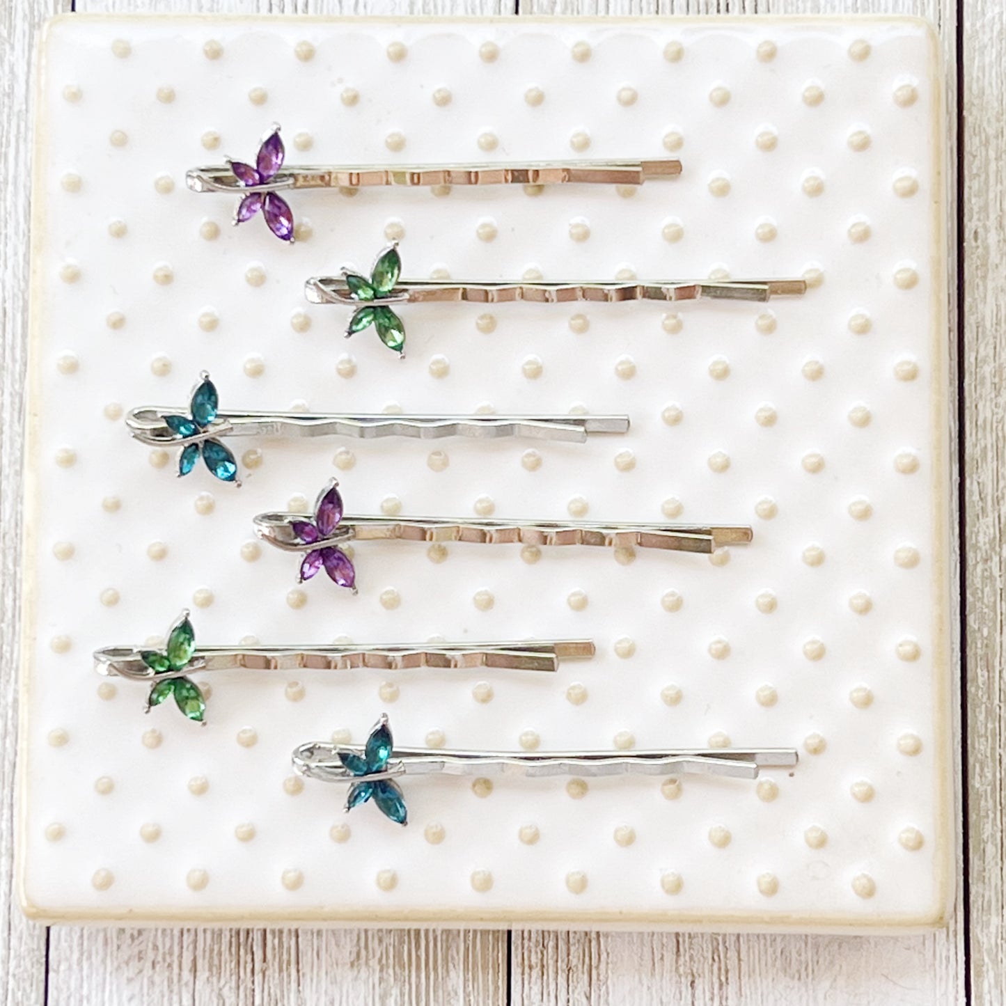 Purple, Green & Blue Dragonfly Hair Pin, Hair Pins For Woman, Womens Hair Clip, Womens Bobby Pins, Rhinestone Hair Pin