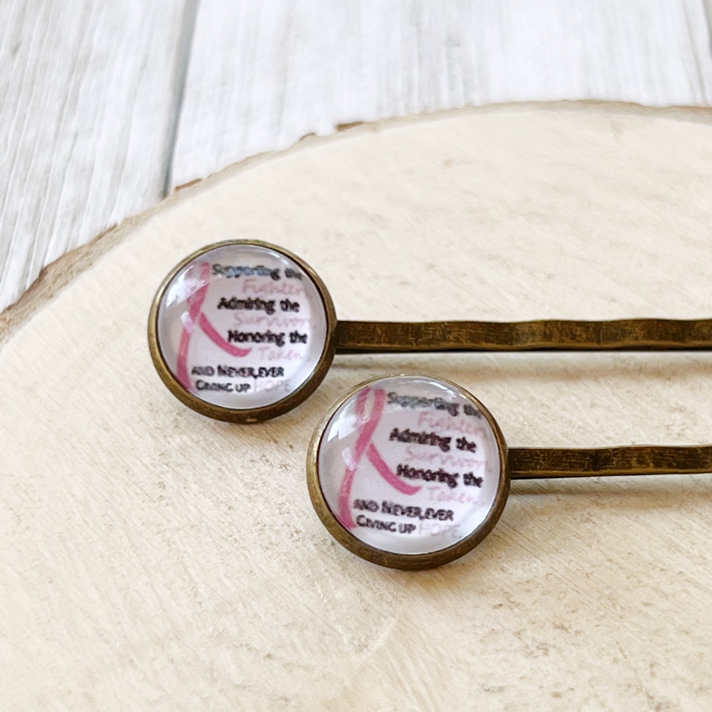 Breast Cancer Awareness Ribbon Hair Pins - Supportive and Stylish Accessories