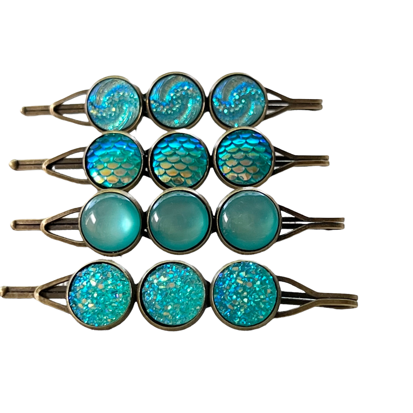 Blue Green Druzy Hair Pins - Stylish Women's Hair Accessories Hair Clips & Bobby Pins