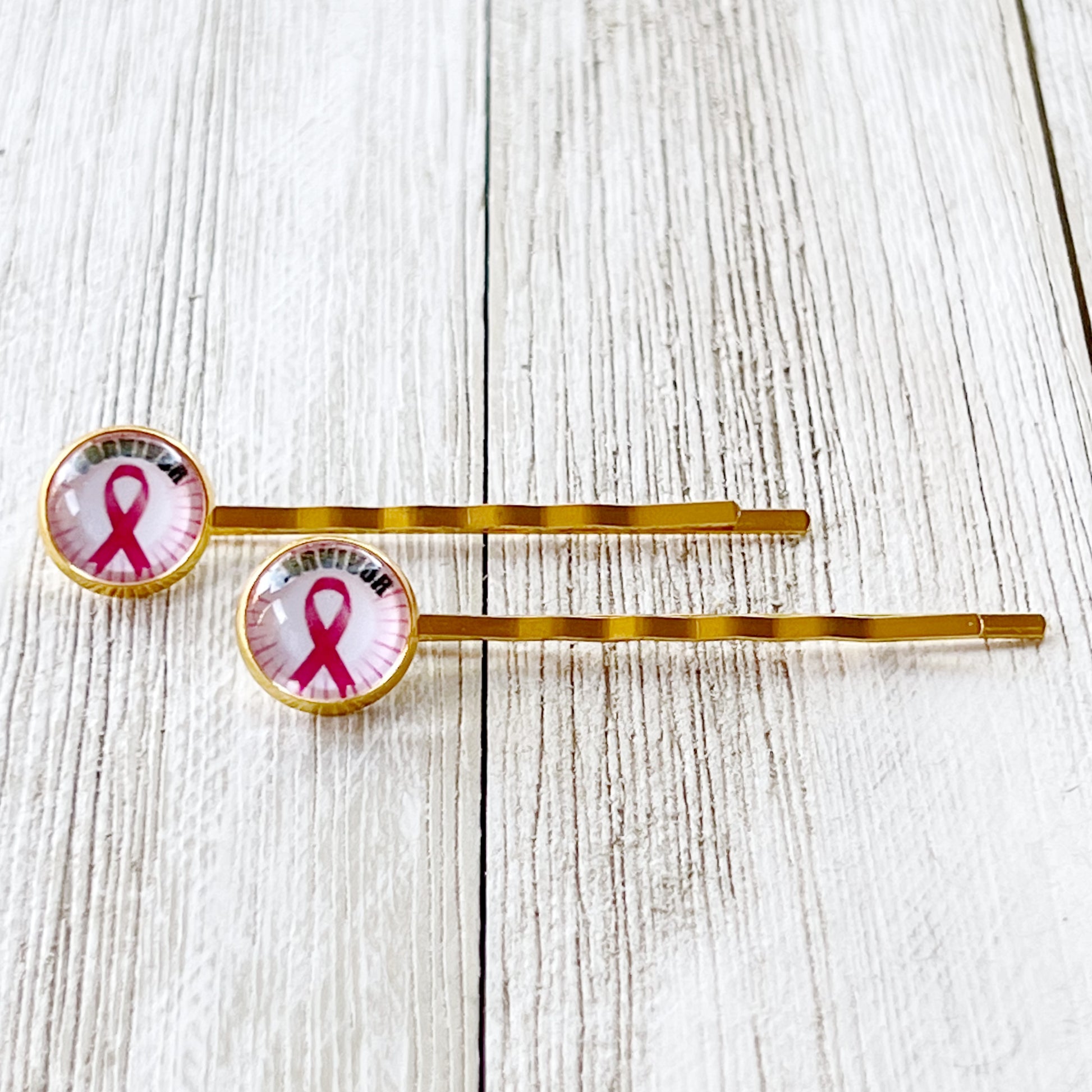 Breast Cancer Awareness Ribbon Hair Pins - Supportive and Stylish Accessories