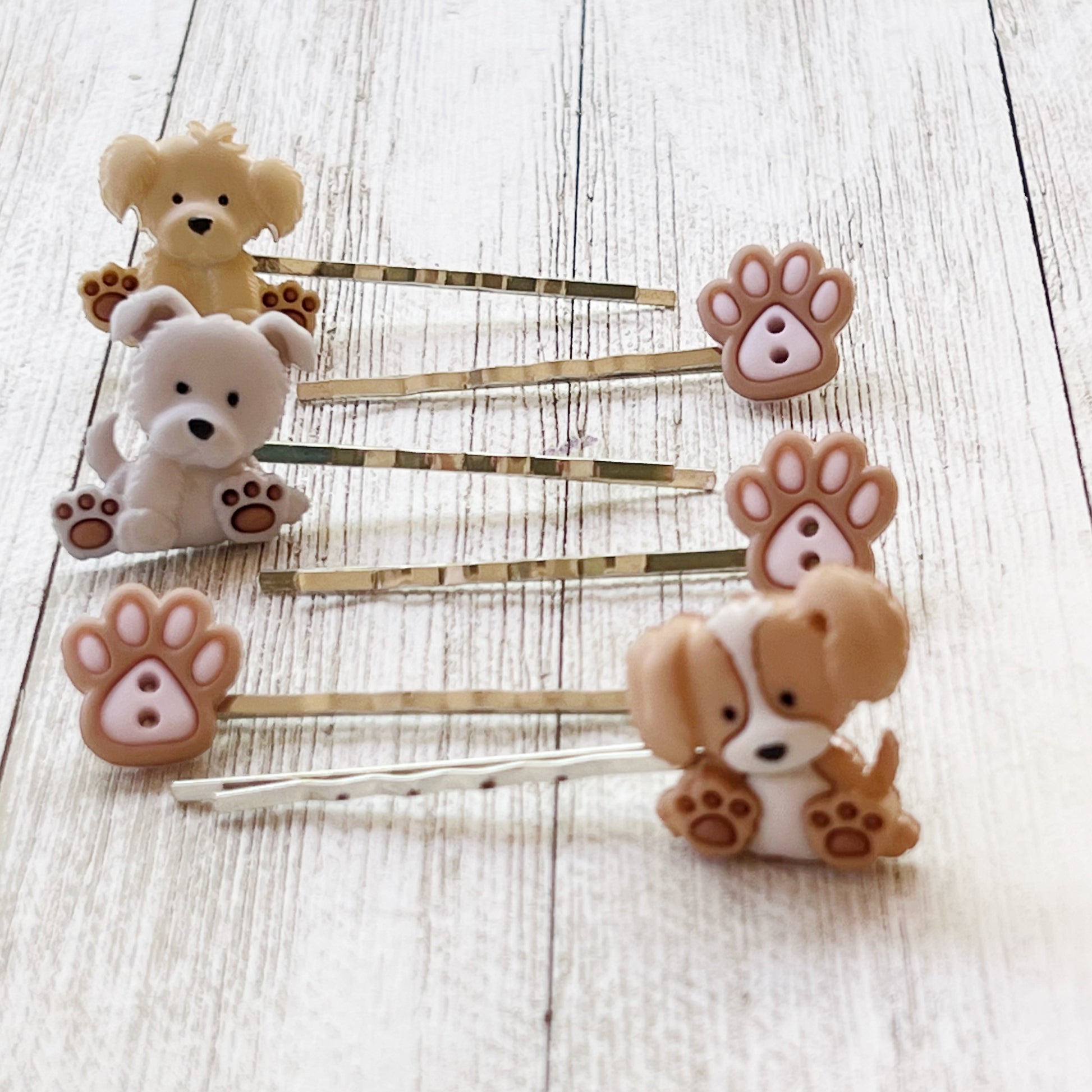 Set of 6 Dog & Paw Print Hair Pins: Adorable Accessories for Pet Lovers