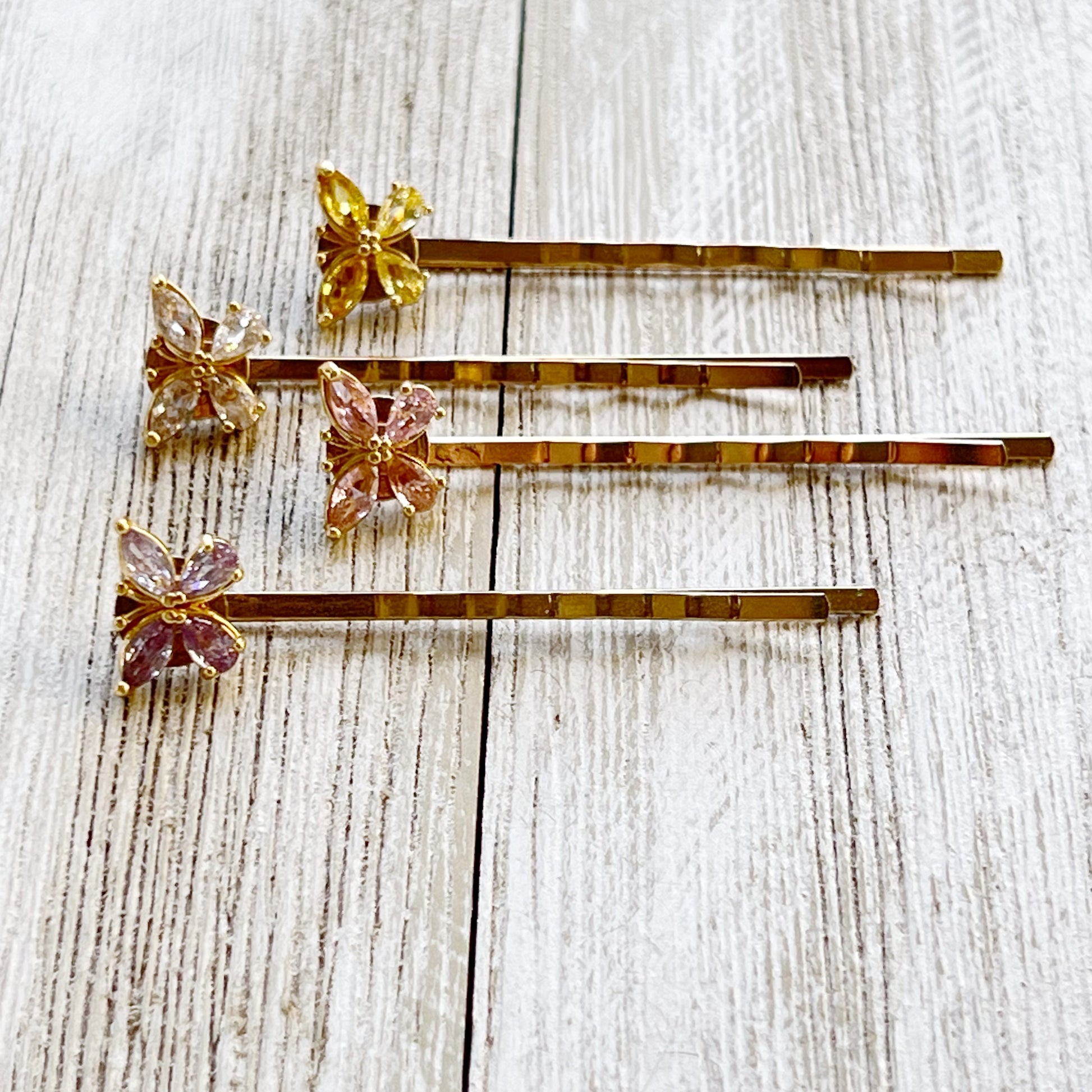 Pastel Rhinestone Butterfly Hair Pins