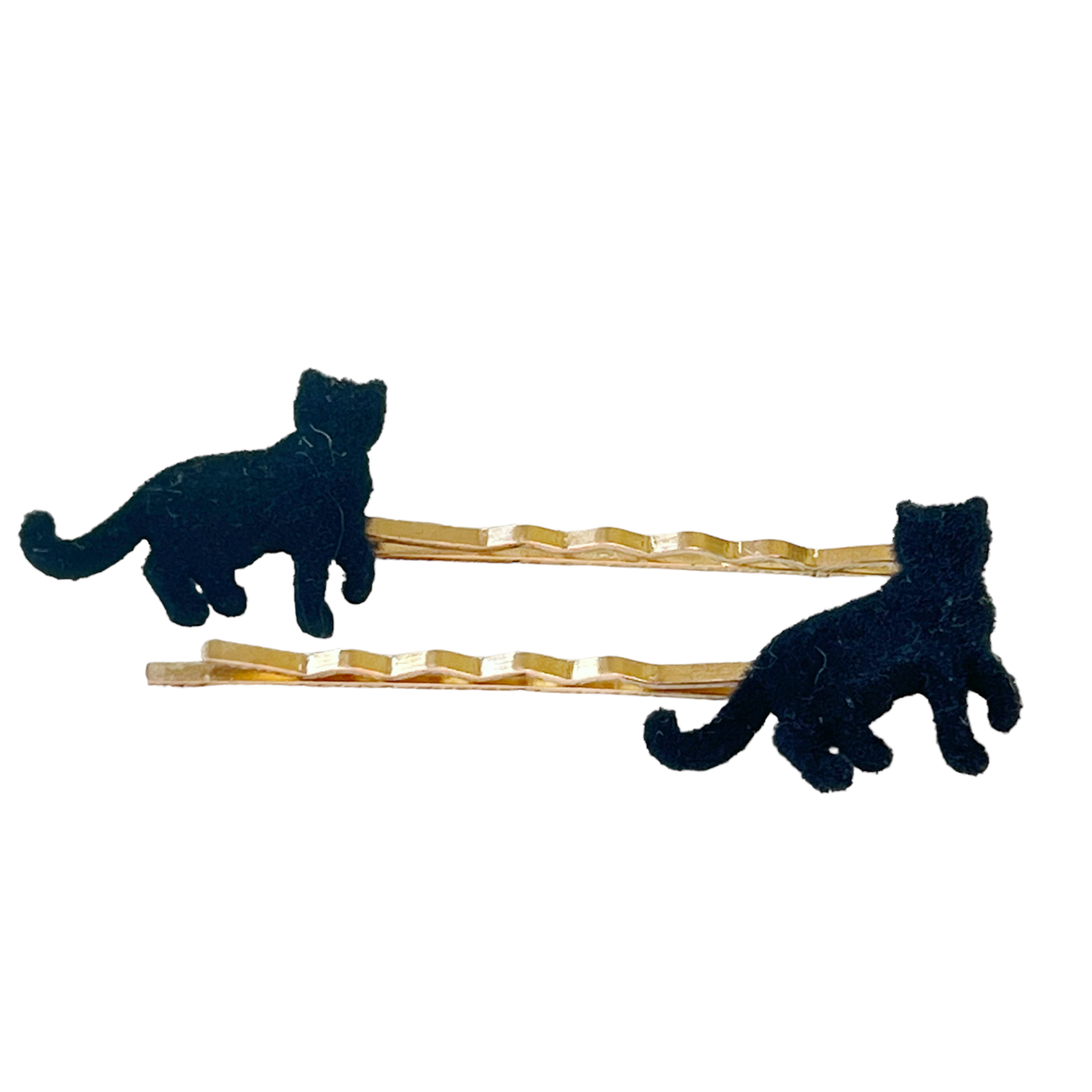 Black Felted Cat Hair Pins - Quirky Accessories for Feline-Inspired Hairstyles