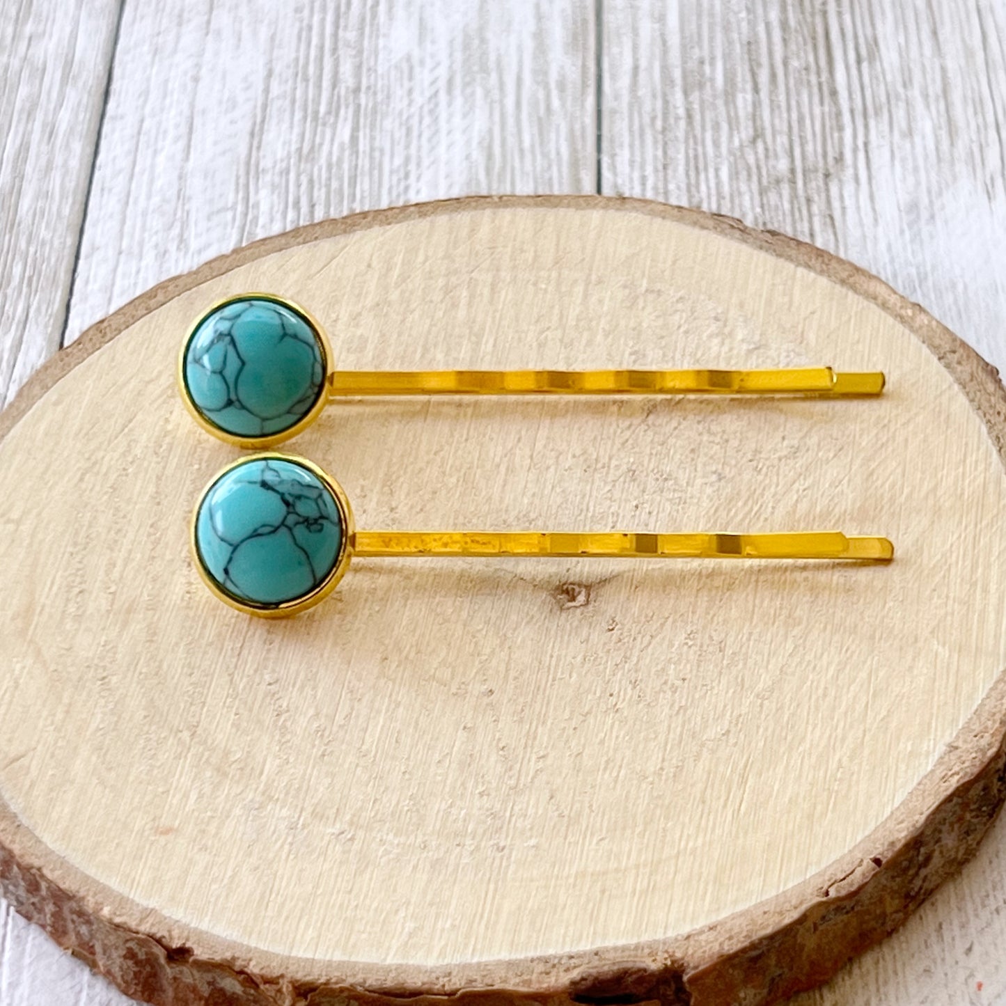 Turquoise Hair Pins - Western Cowgirl Decorative Gold Bobby Pin, Women's Southwestern Hair Accessories