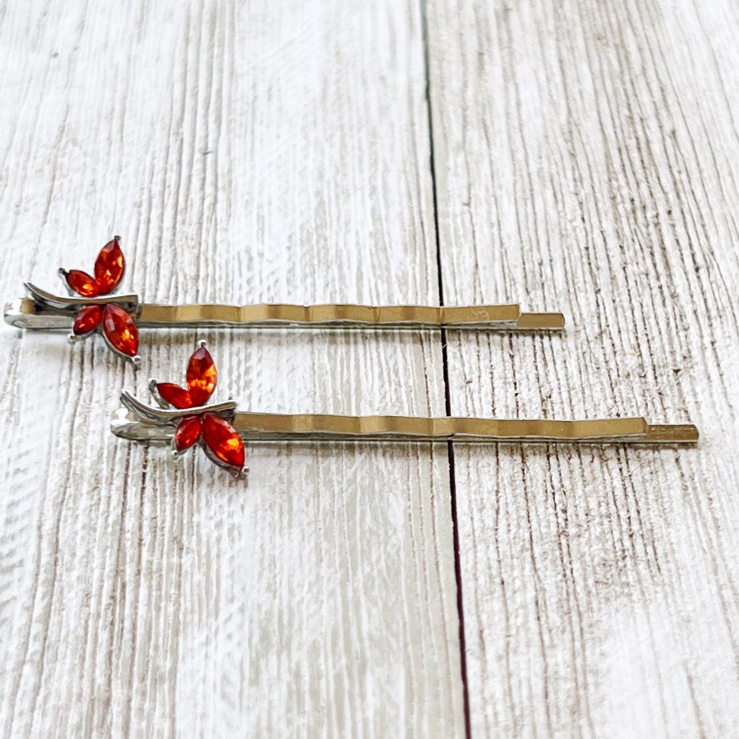 Orange Dragonfly Hair Pin, Hair Pins For Woman, Womens Hair Clip, Womens Bobby Pins, Dragonfly Bobby Pin, Rhinestone Hair Pin, Womans Barrettes