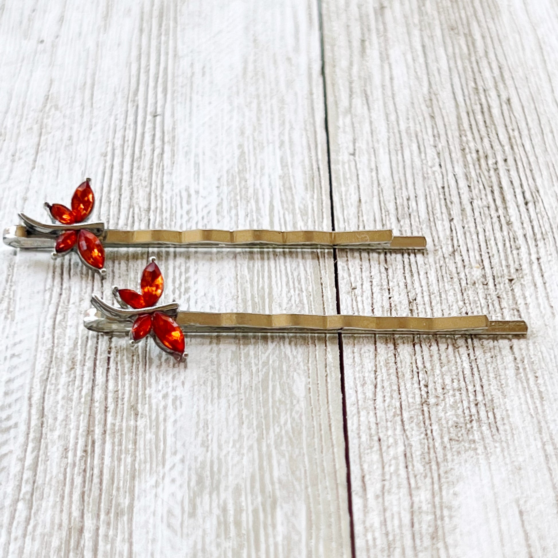 Orange Dragonfly Hair Pin, Hair Pins For Woman, Womens Hair Clip, Womens Bobby Pins, Dragonfly Bobby Pin, Rhinestone Hair Pin, Womans Barrettes