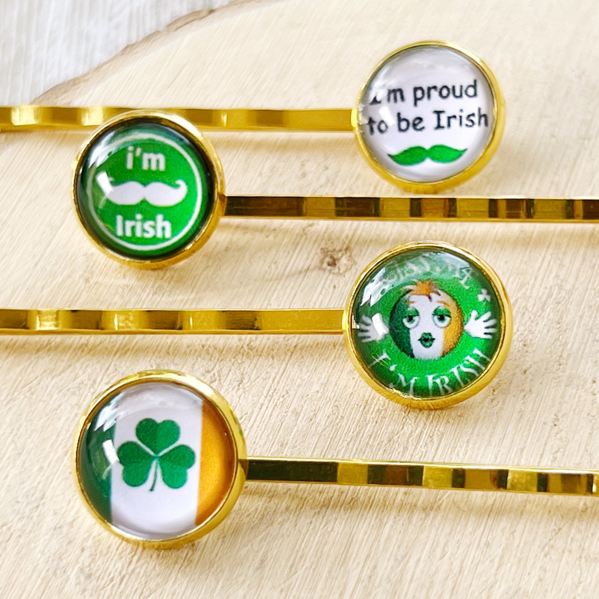 St. Patrick's Day Hair Pins with Funny Sayings: Festive Accessories