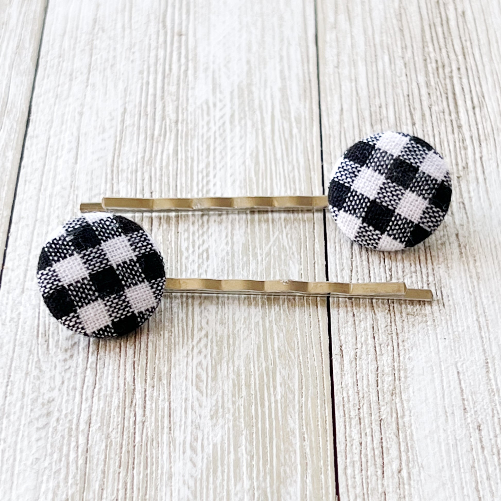 Black & White Buffalo Plaid Bobby Pins - Stylish & Trendy Hair Accessories