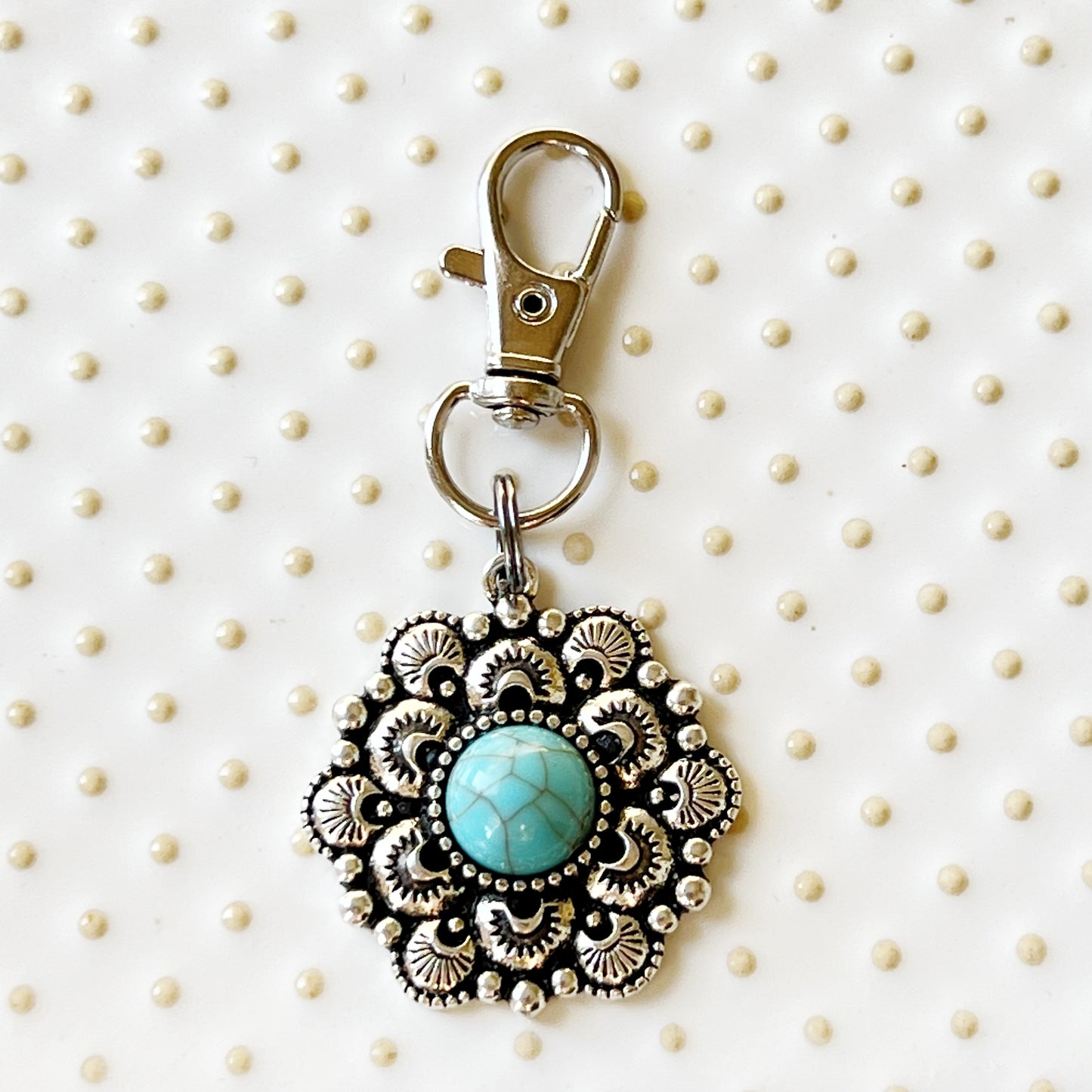 Western Turquoise Zipper Pull Handbag Charm