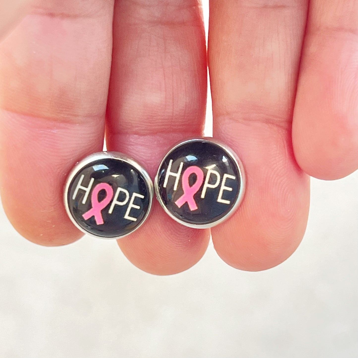 Breast Cancer Awareness 'Hope' Stud Earrings - Stylish & Meaningful Accessories