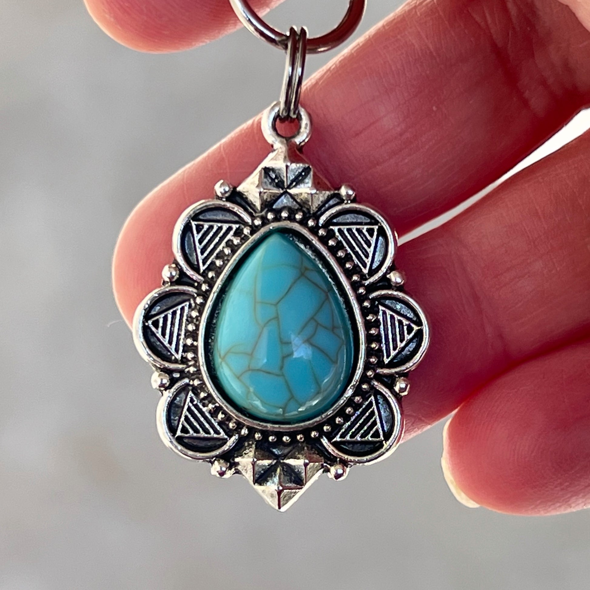 Western Turquoise Zipper Pull Handbag Charm