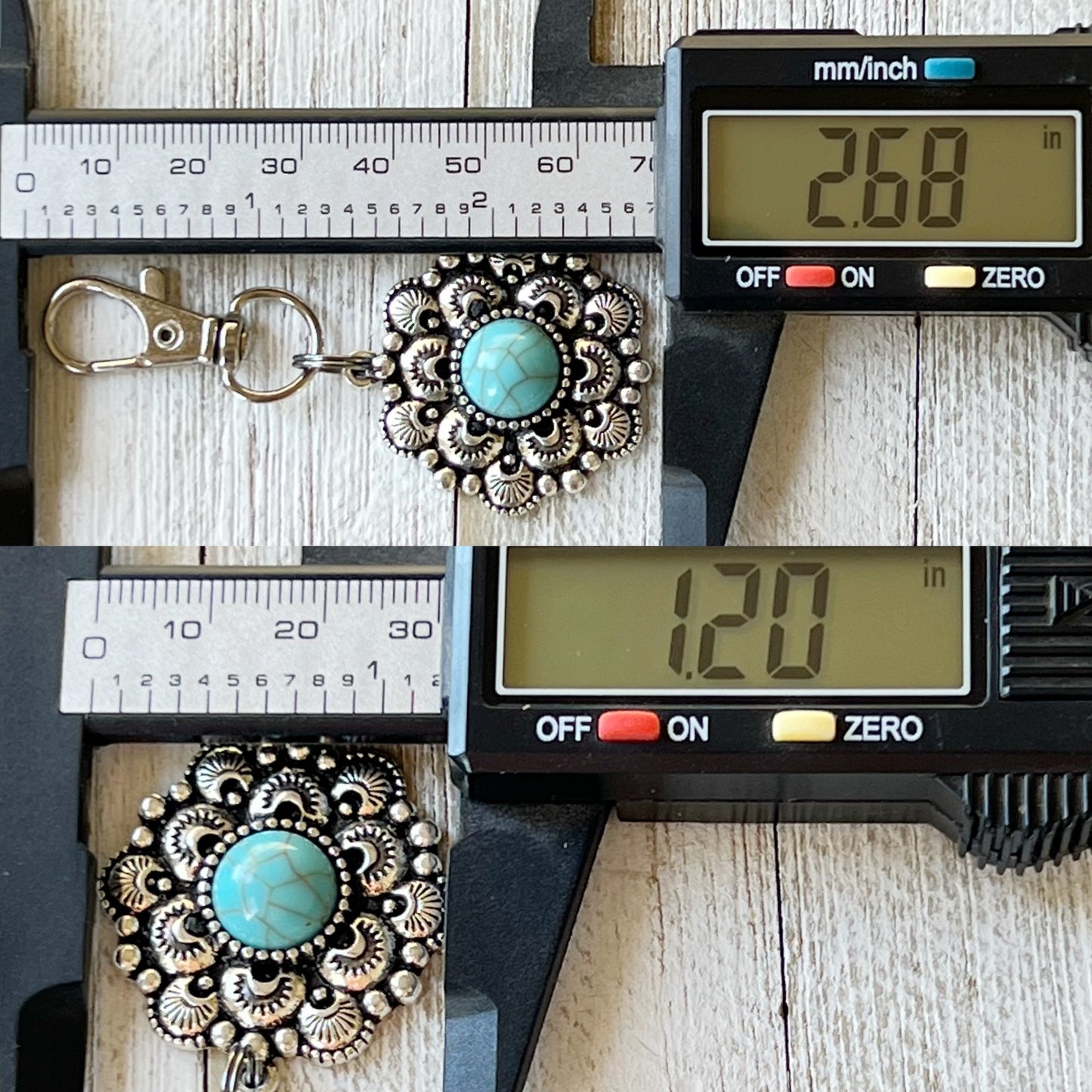 Western Turquoise Zipper Pull Handbag Charm