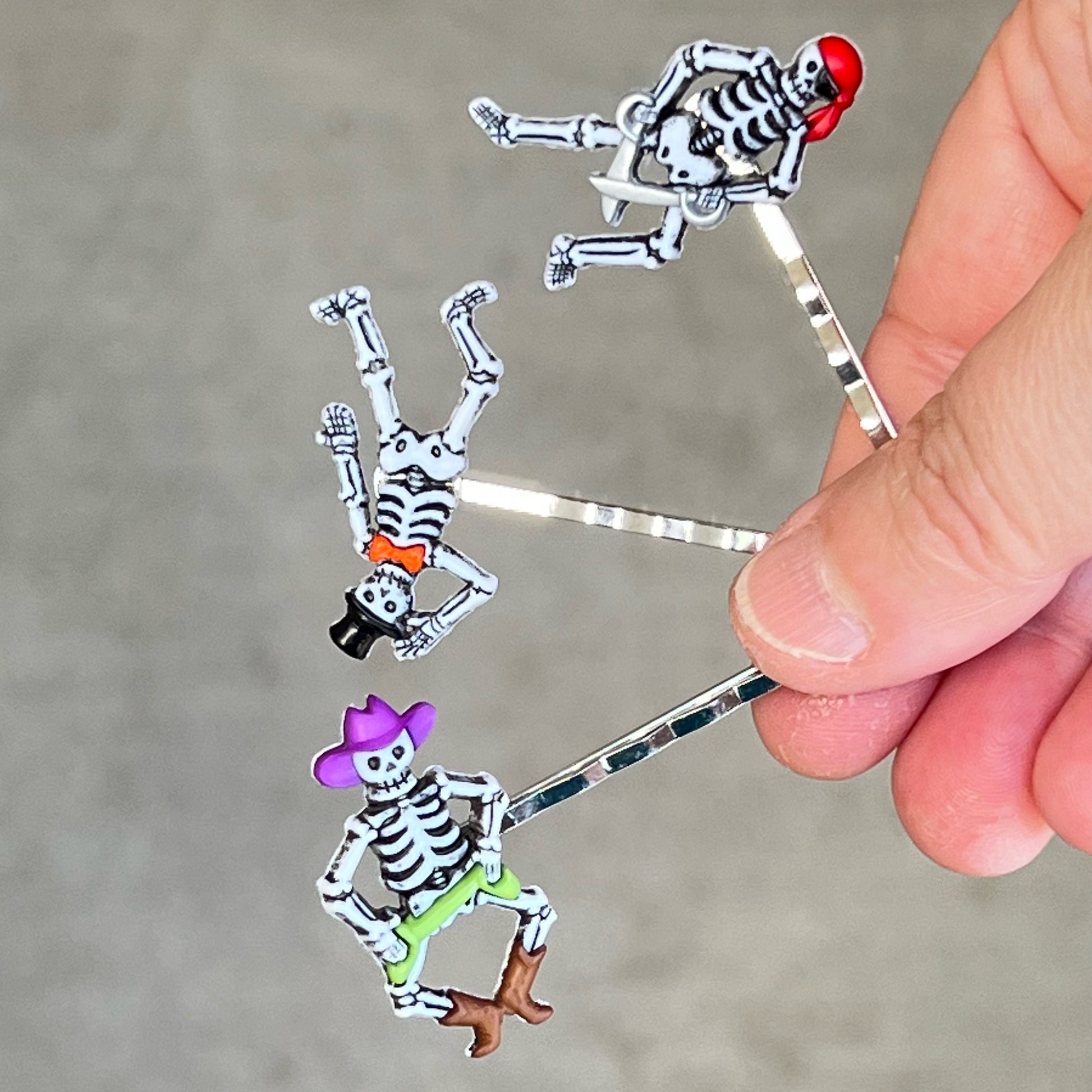 Halloween Dancing Skeletons Hair Pin Set