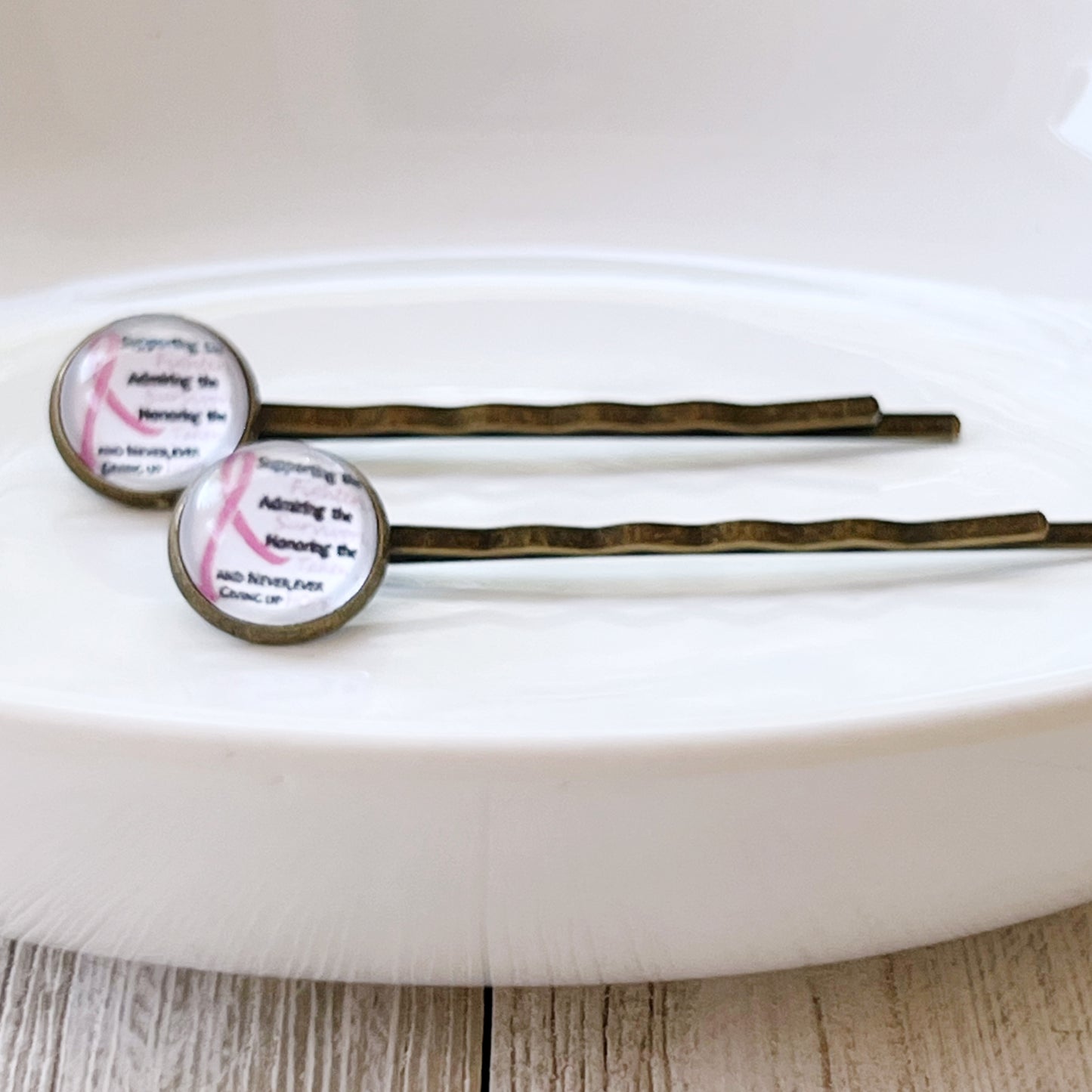 Breast Cancer Awareness Ribbon Hair Pins - Supportive and Stylish Accessories