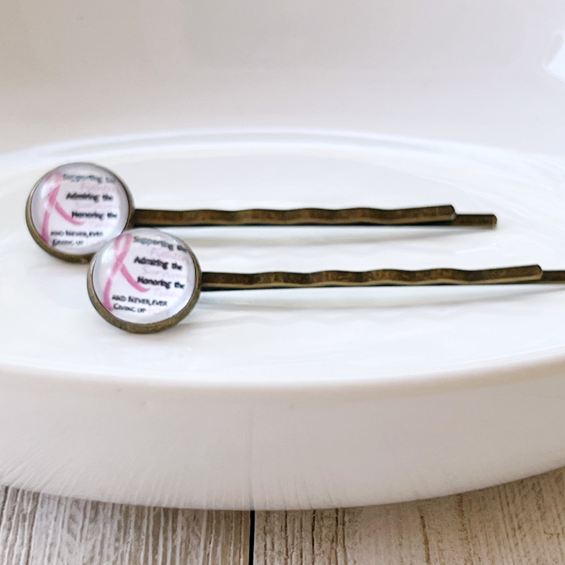 Breast Cancer Awareness Ribbon Hair Pins - Supportive and Stylish Accessories