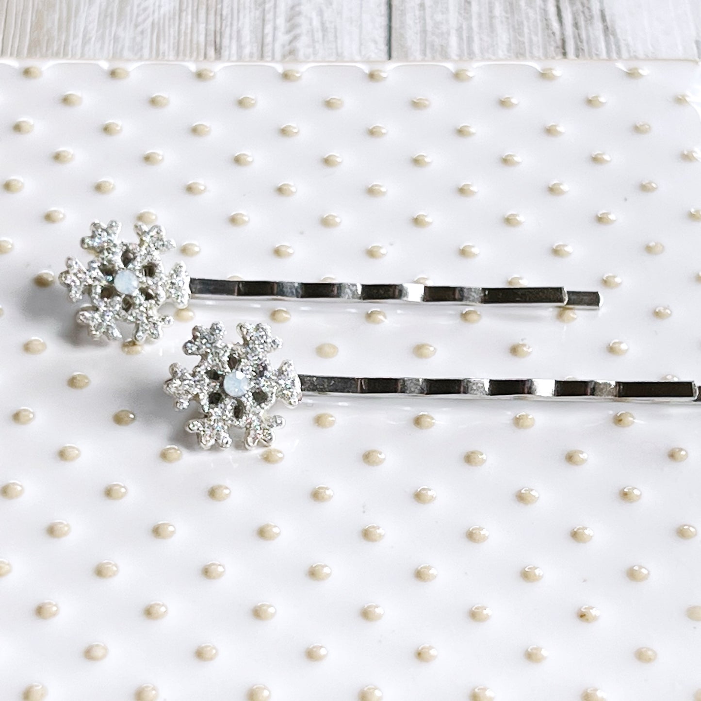 Silver Rhinestone Snowflake Hair Pin