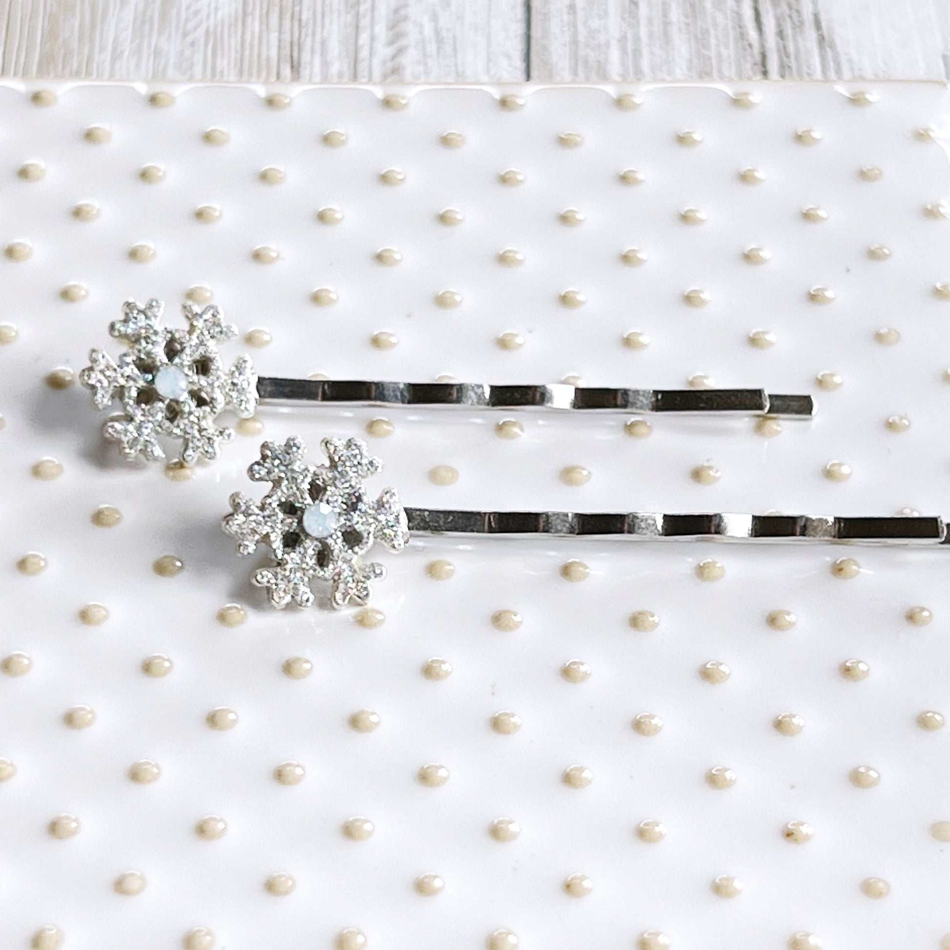 Silver Rhinestone Snowflake Hair Pin