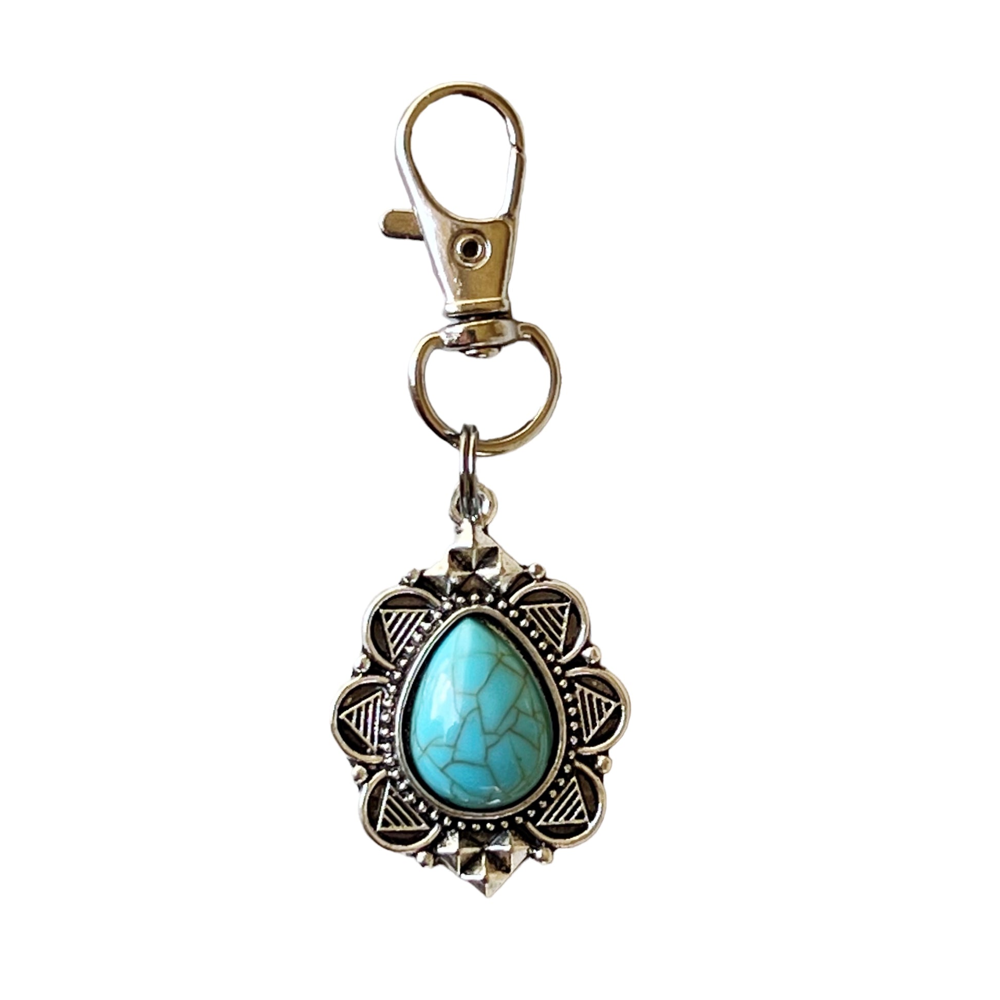 Western Turquoise Zipper Pull Handbag Charm