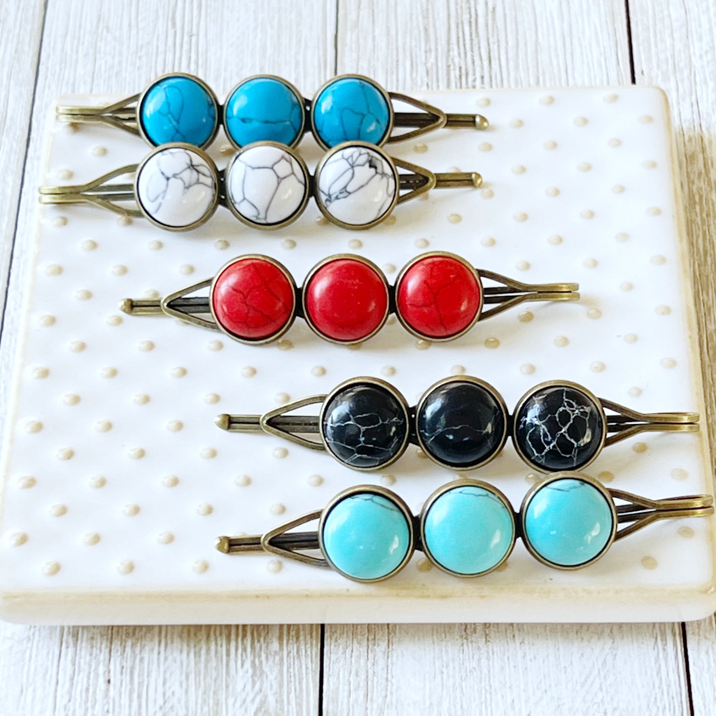 Western Turquoise Stone Bobby Pins