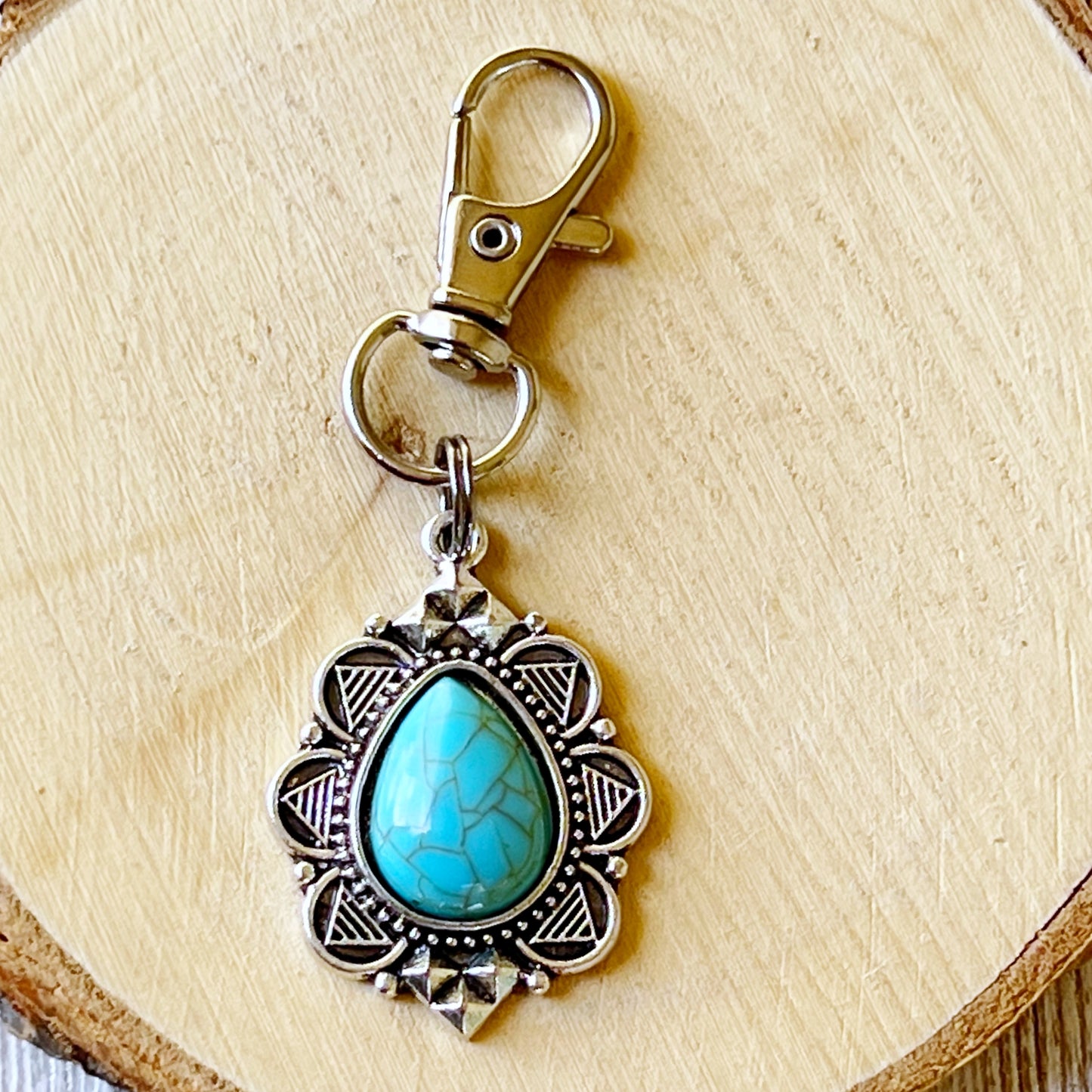 Western Turquoise Zipper Pull Handbag Charm