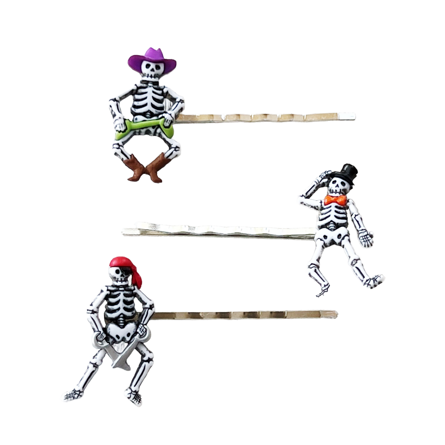 Halloween Dancing Skeletons Hair Pin Set