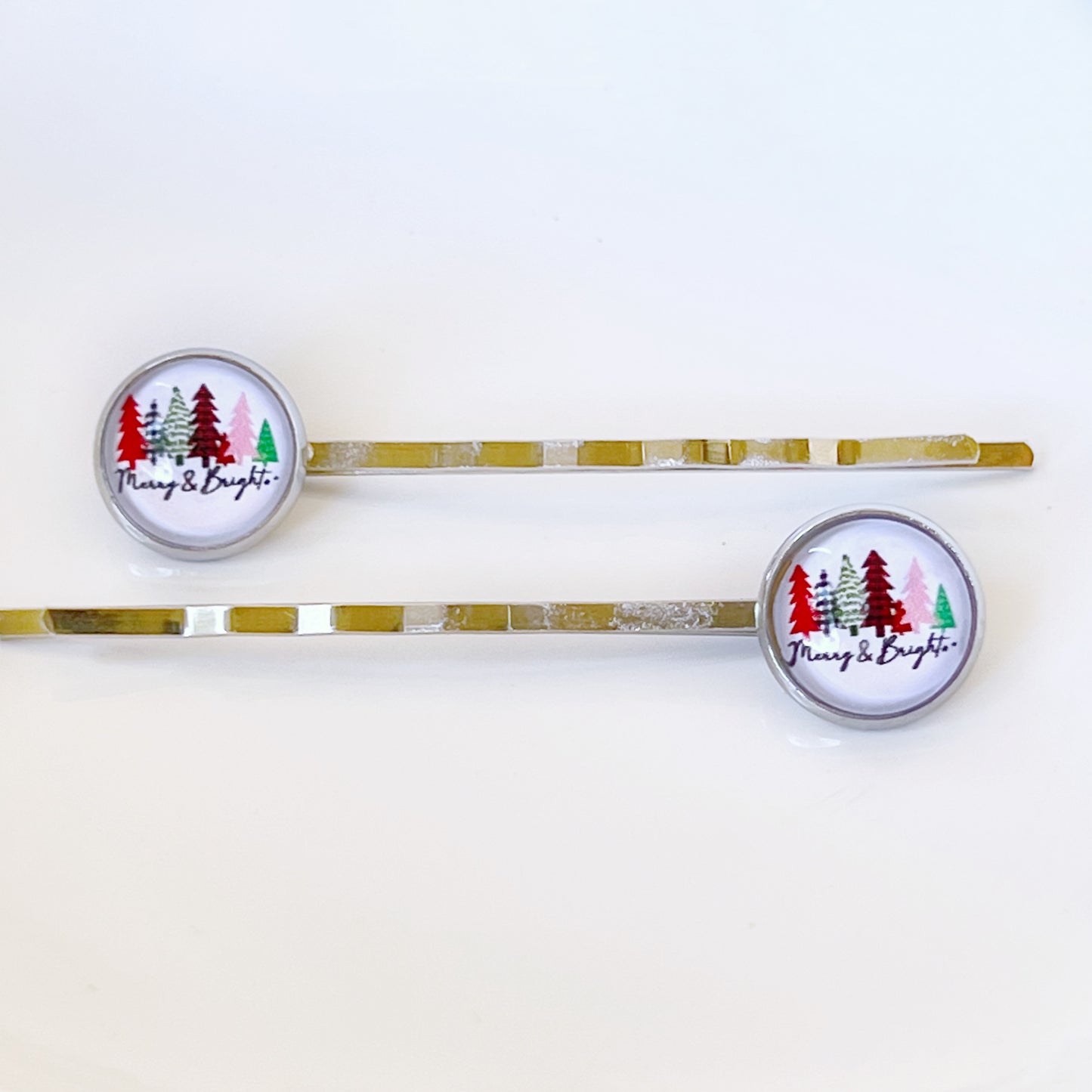 Merry & Bright Christmas Tree Holiday Bobby Pins