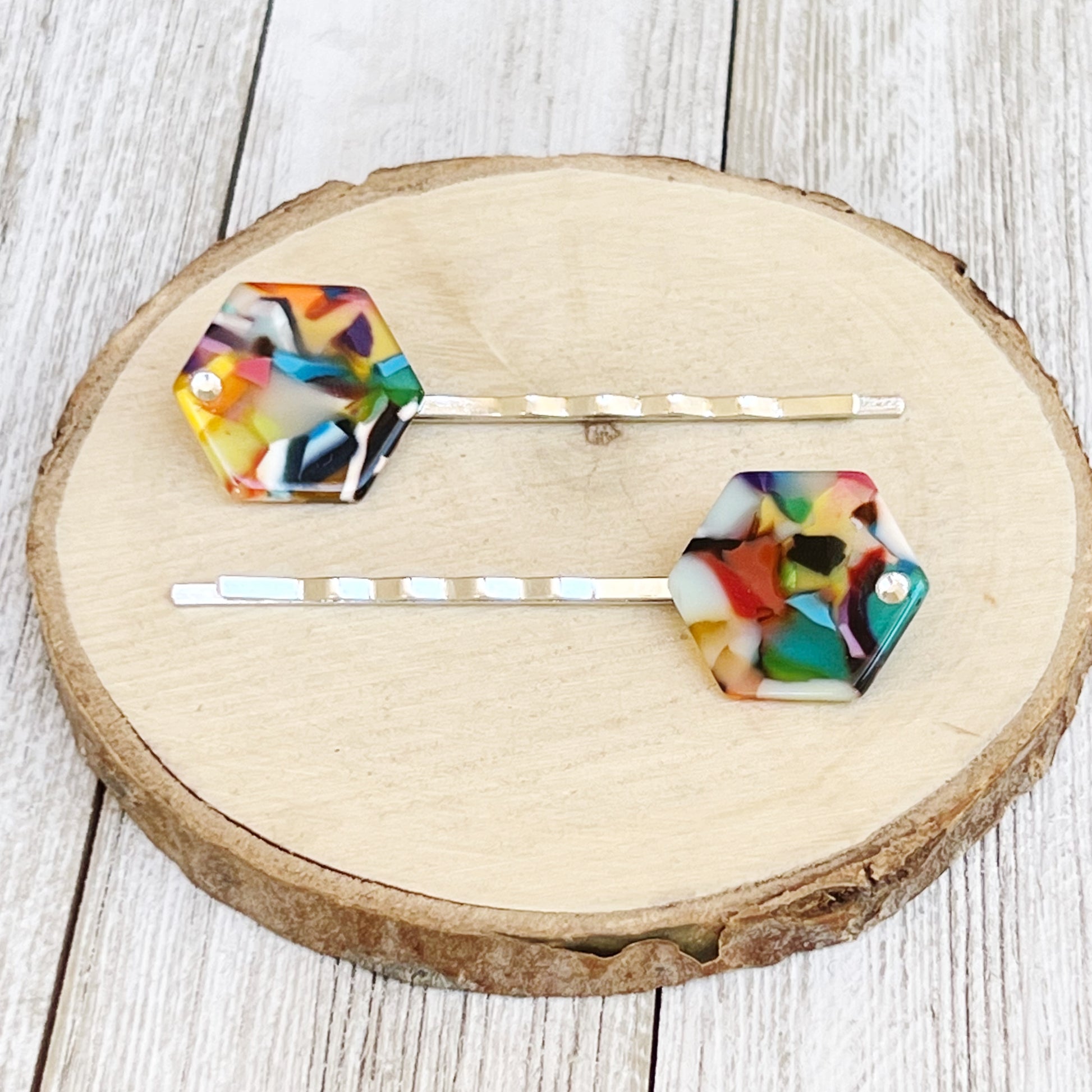 Multi Color Acrylic Hair Pins, Acrylic Hair Pins, Retro Vintage Hair Clips, Womans Hair Pins, Womens Hair Clips