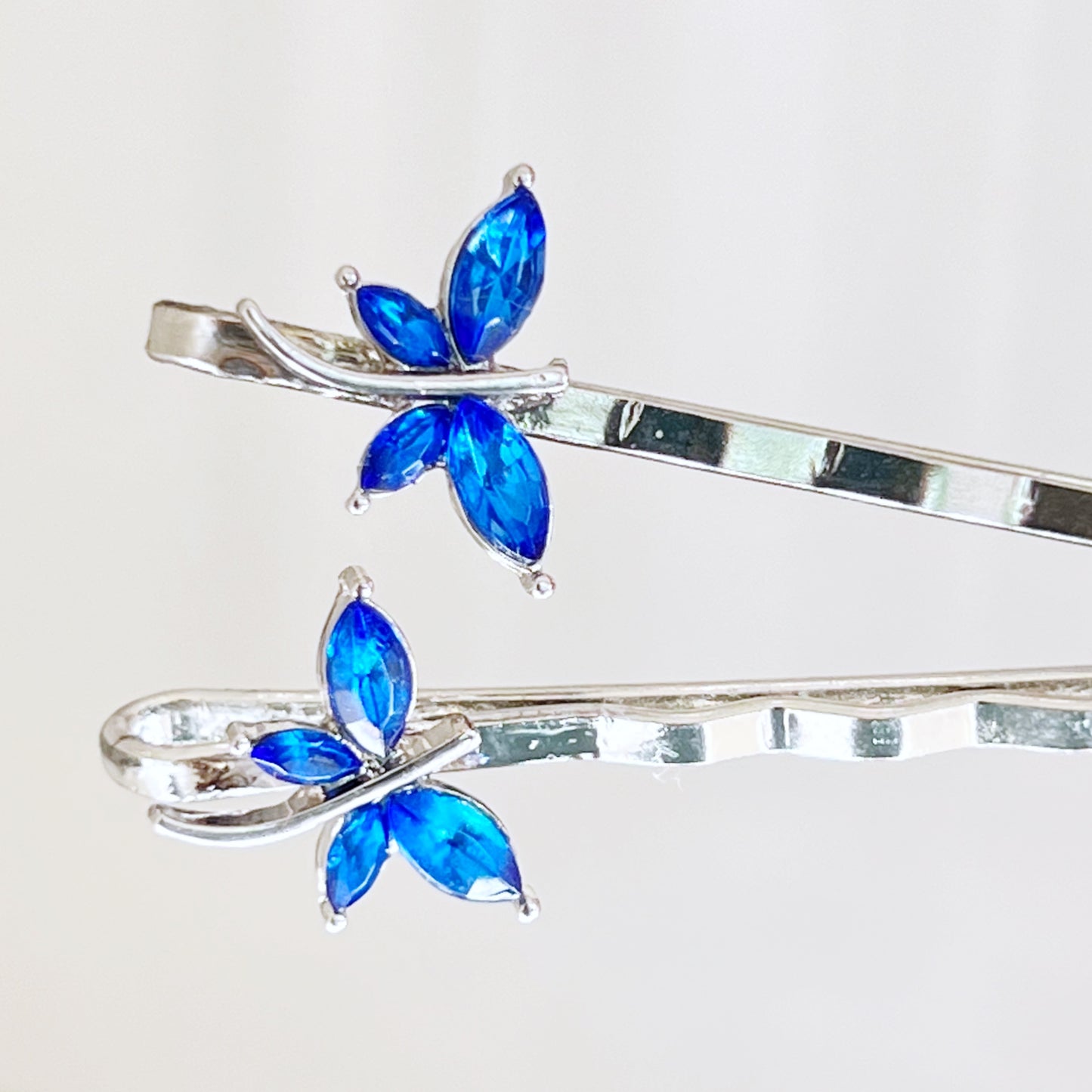 Blue Rhinestone Dragonfly Hair Pins - Delicate Accents for Chic Hairstyles