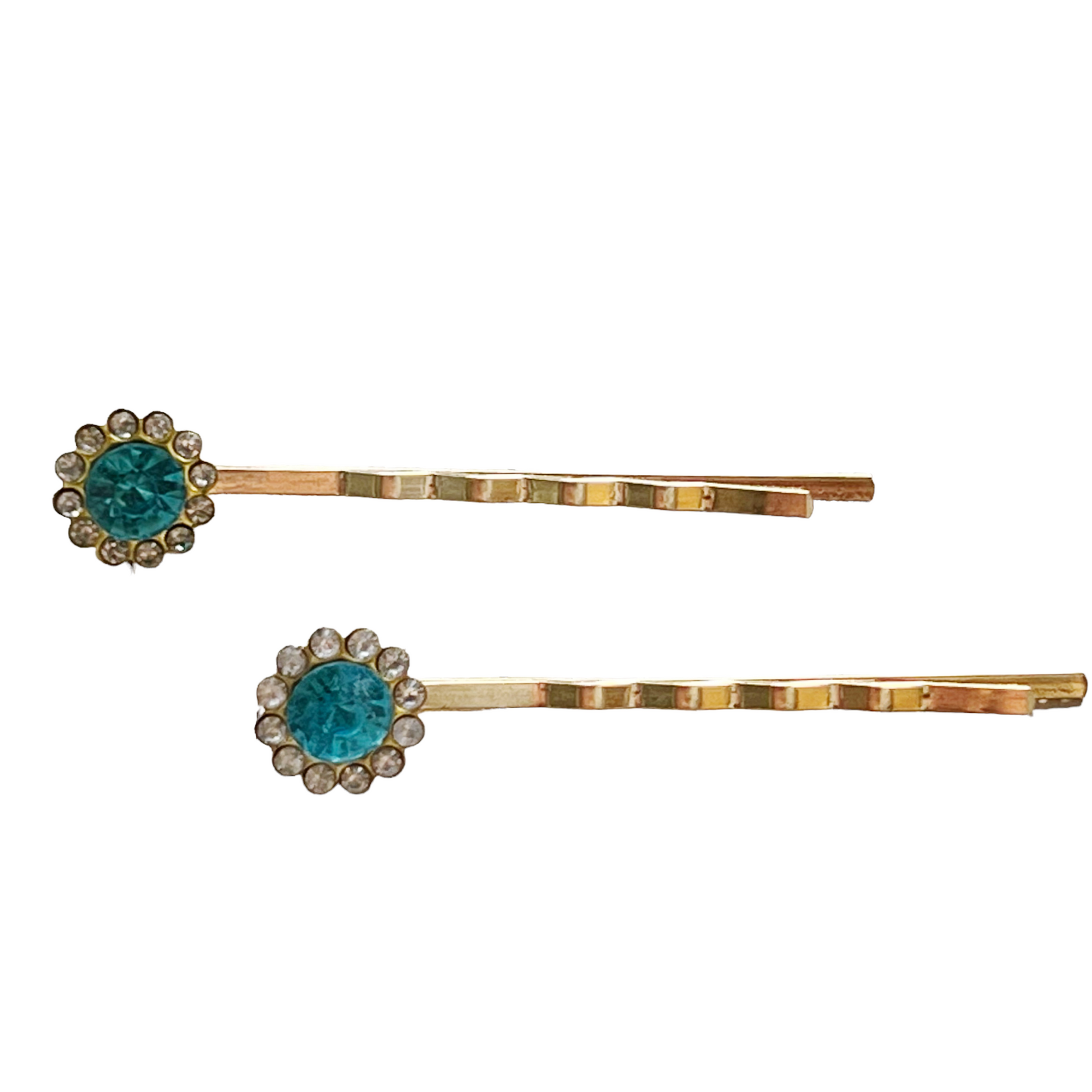 Blue Rhinestone Flower Hair Pins - Elegant and Sparkling Floral Hair Accessories