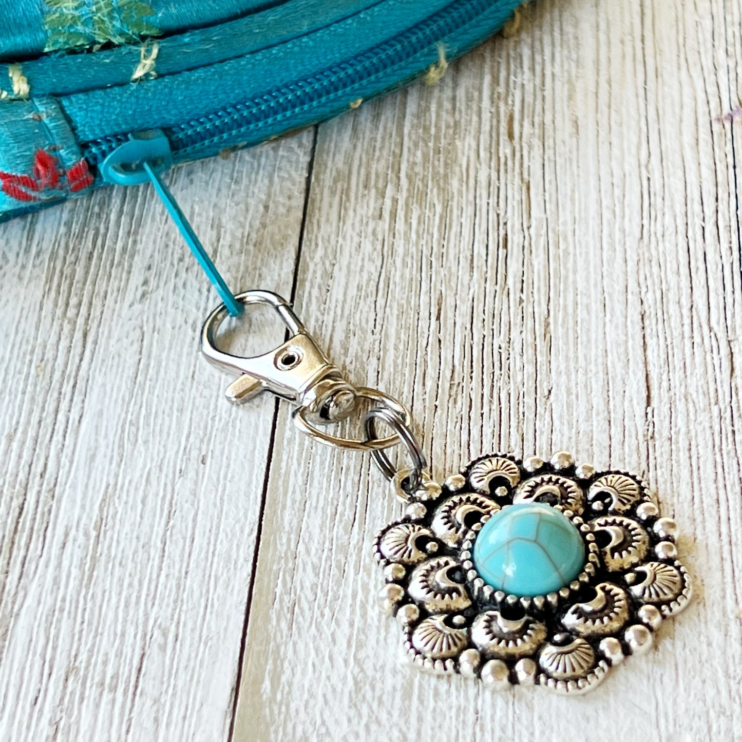 Western Turquoise Zipper Pull Handbag Charm