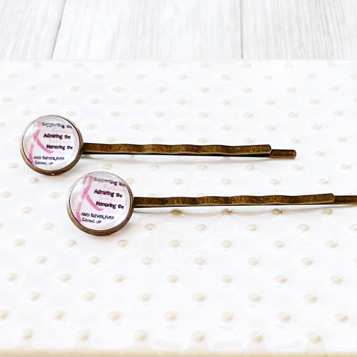 Breast Cancer Awareness Ribbon Hair Pins - Supportive and Stylish Accessories