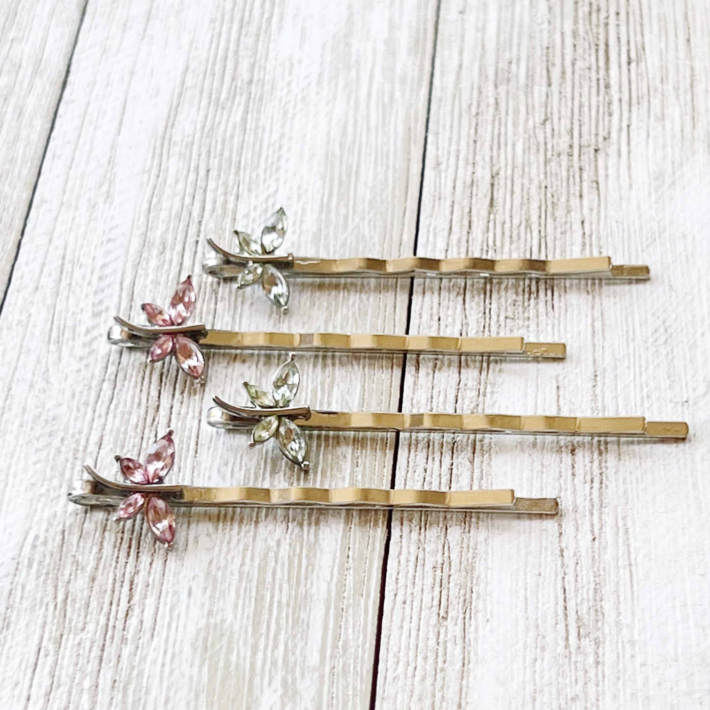 Light Green and Pink Dragonfly Hair Pin, Hair Pins For Woman, Womens Hair Clip, Womens Bobby Pins, Dragonfly Bobby Pin, Rhinestone Hair Pin