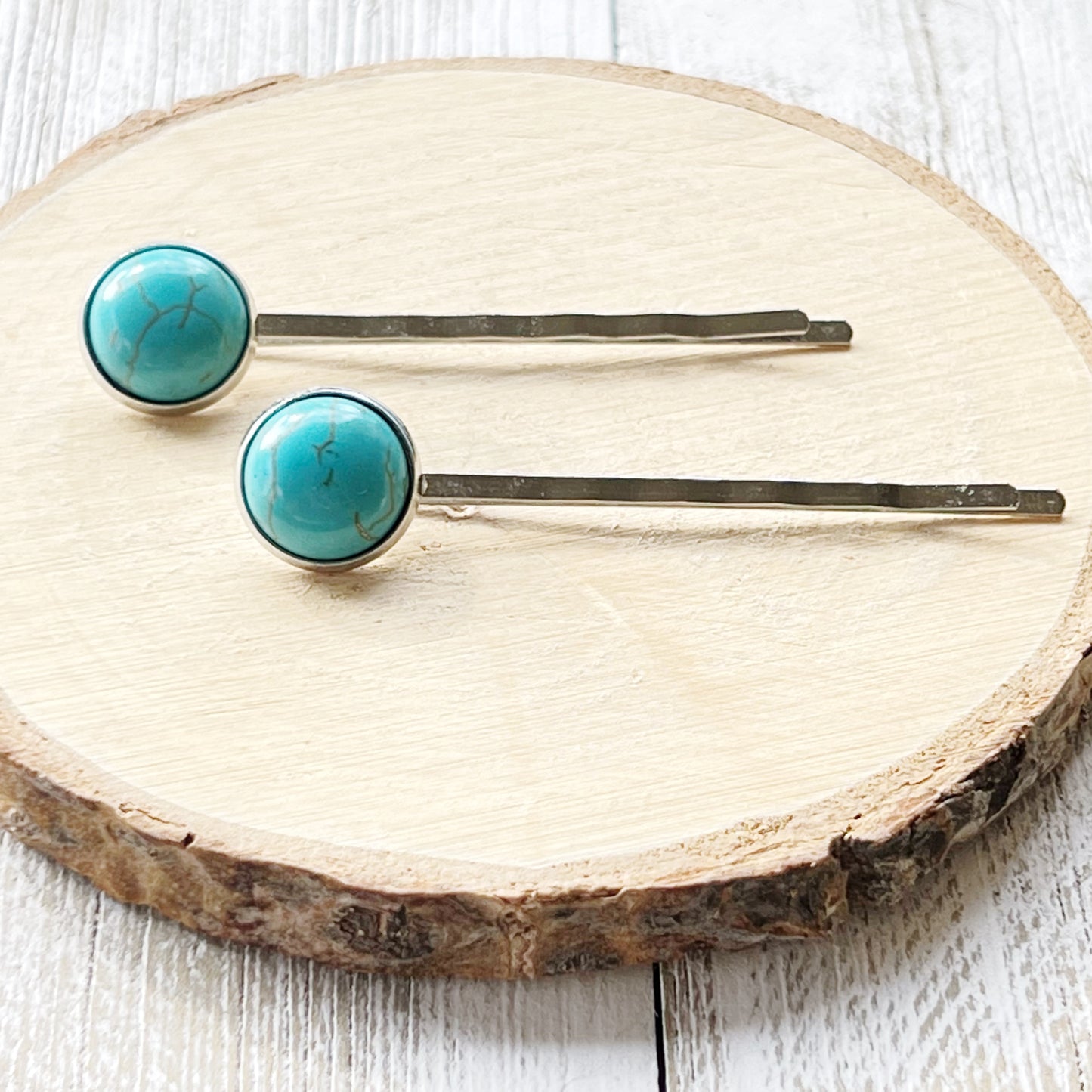 Turquoise Hair Pins - Western Cowgirl Decorative Brass Bobby Pins, Women's Southwestern Hair Accessories