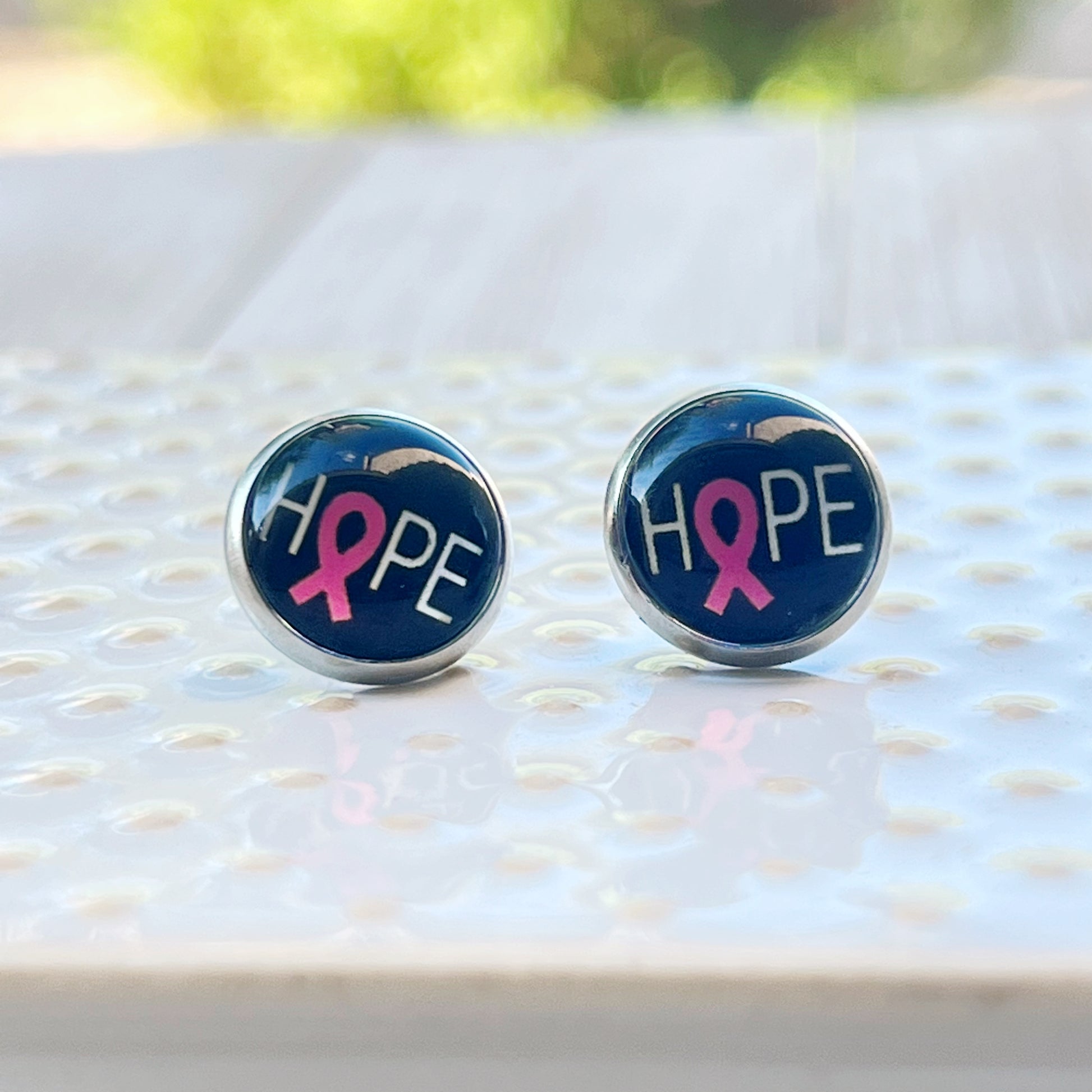 Breast Cancer Awareness 'Hope' Stud Earrings - Stylish & Meaningful Accessories